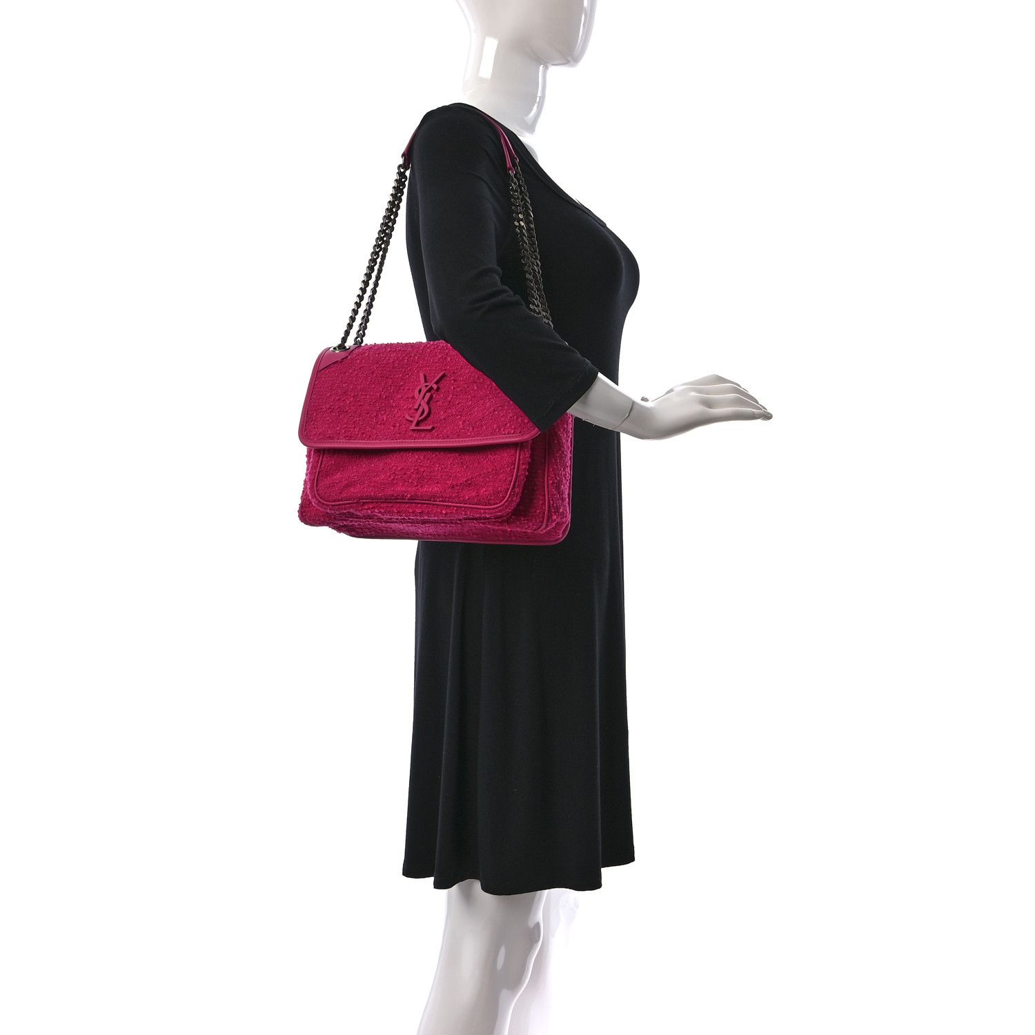 Saint Laurent Paris o1tp1o0125 Size: OS/Tweed niki In Medium in Pink Size ONE SIZE - 4 Thumbnail