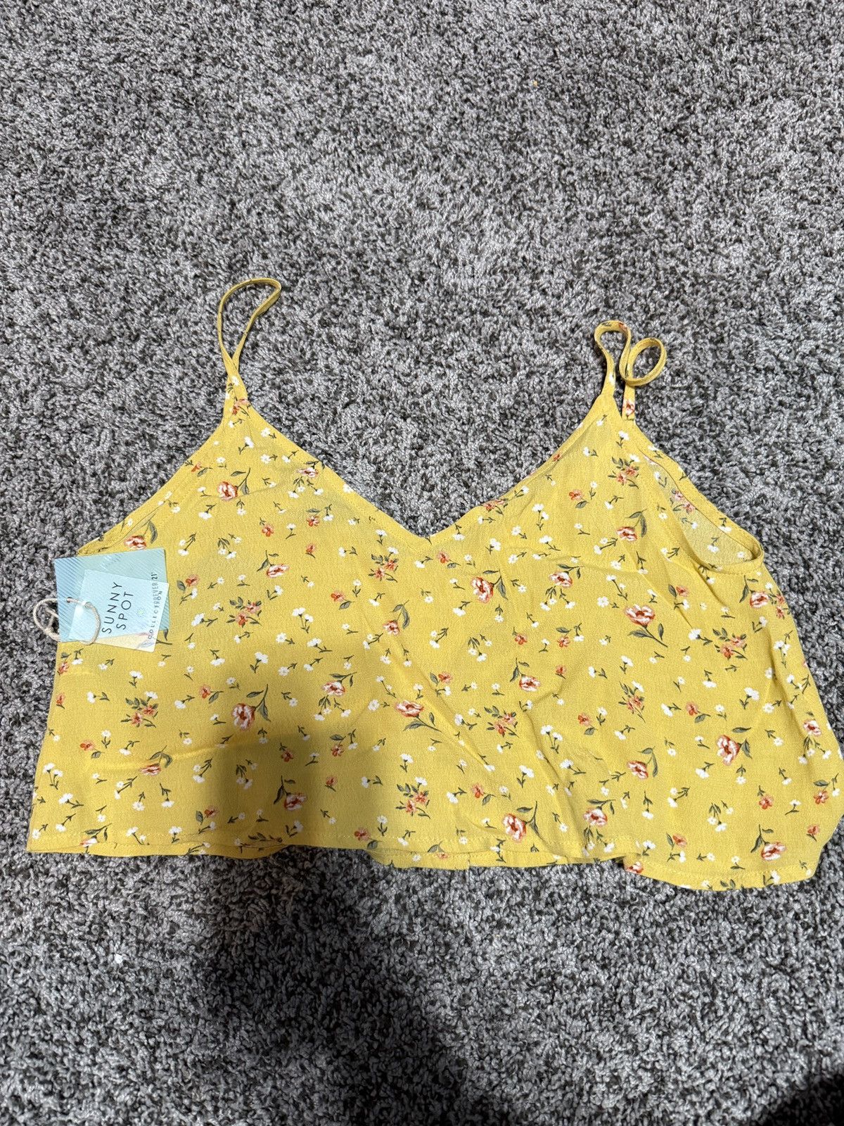 Forever 21 Yellow floral forever21 cropped tank top Size S / US 4 / IT 40 - 2 Thumbnail