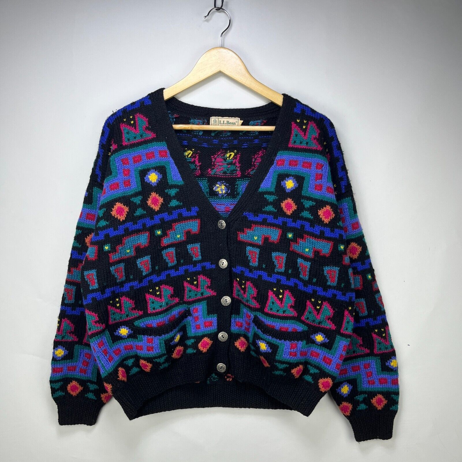 L.L. Bean × Vintage Vintage 80s LL Bean Cardigan Knit Sweater Unisex Large Rare Size US L / EU 52-54 / 3 - 1 Thumbnail