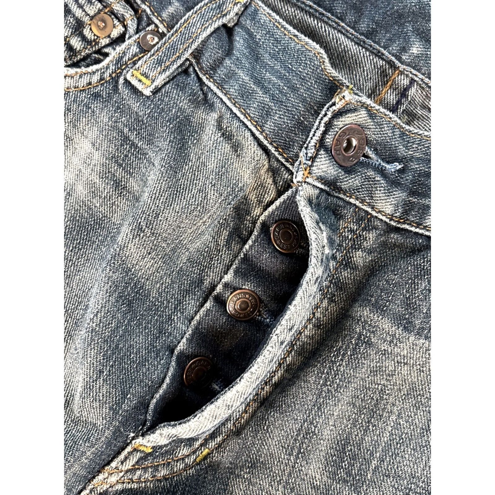 Gap GAP Jeans Men's Size 34x32 Blue Denim Button Fly Relaxed Fit 5-Pocket Distressed Cotton Size US 34 / EU 50 - 6 Thumbnail