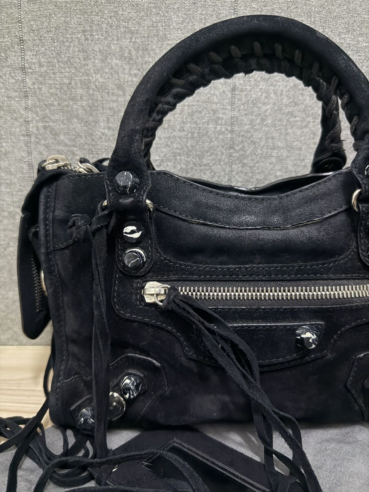 Balenciaga Balenciaga mini City Black Suede shoulder bag Size ONE SIZE - 4 Thumbnail