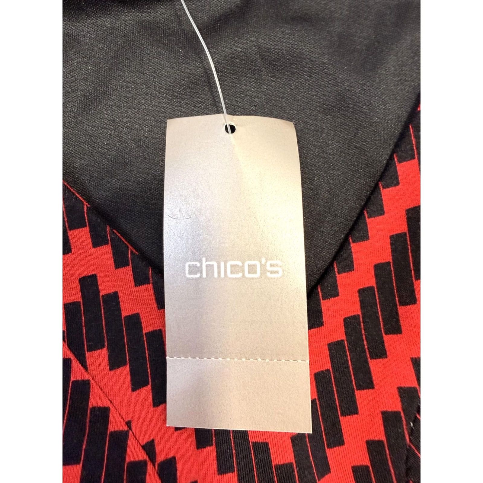 Vintage Chico's Dress Womens 2 Petite Red Black Chevron Maxi Sleeveless V Neck Dress Size XS / US 0-2 / IT 36-38 - 6 Thumbnail