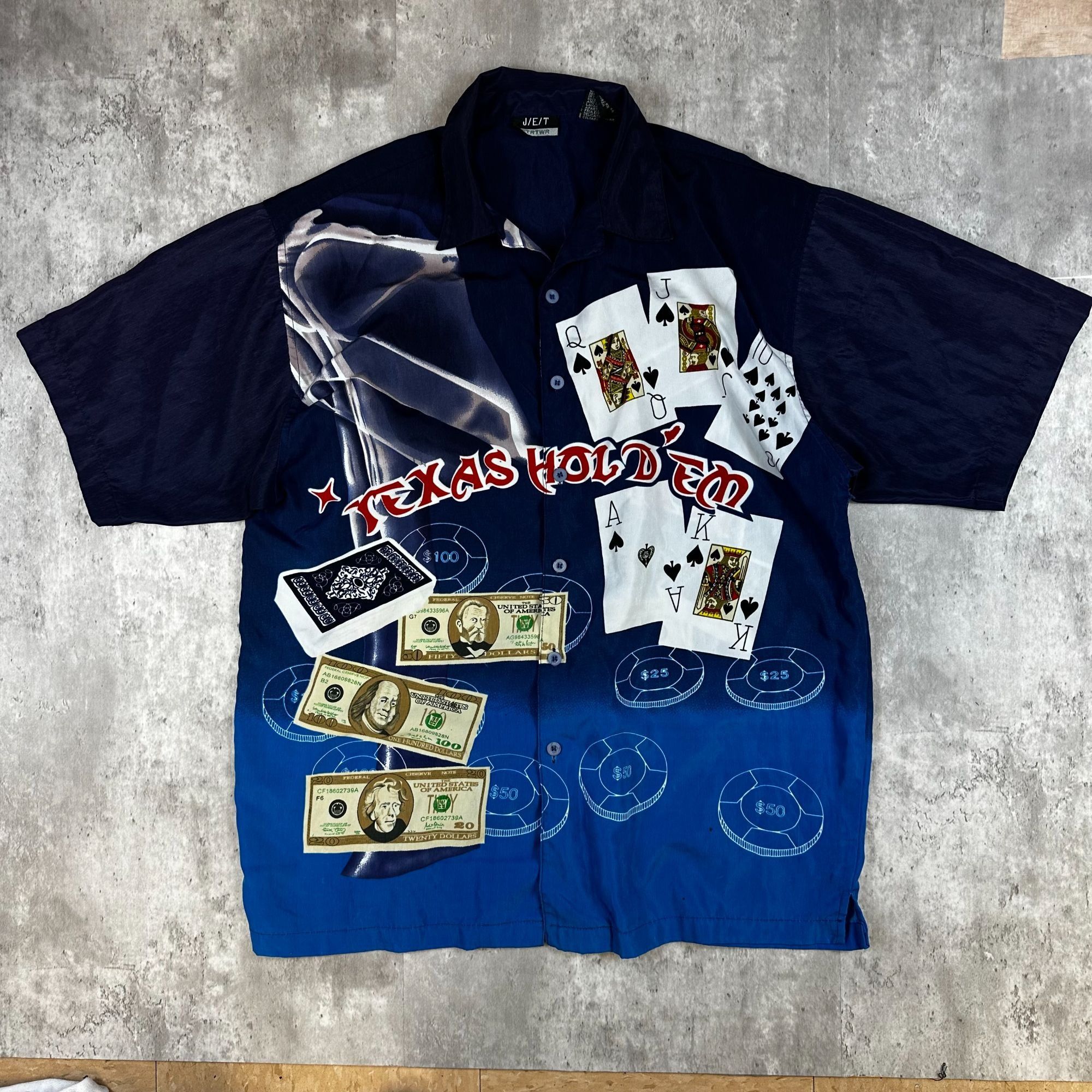 Vintage Texas Hold EmThemed Button-Up Shirt Medium J/E/T 100% Polyes Size US M / EU 48-50 / 2 - 1 Thumbnail