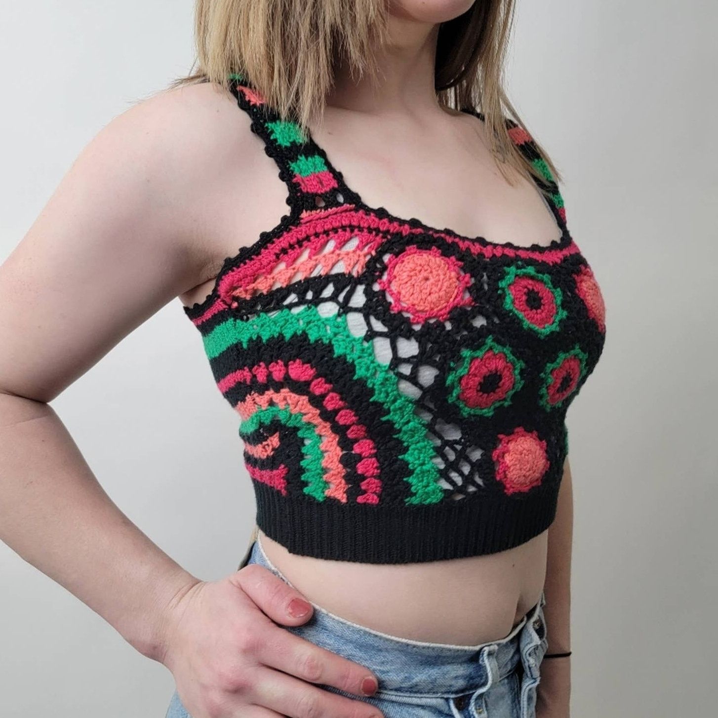 Handmade Handmade Crochet Knit Crop Top - S/M Size M / US 6-8 / IT 42-44 - 1 Thumbnail