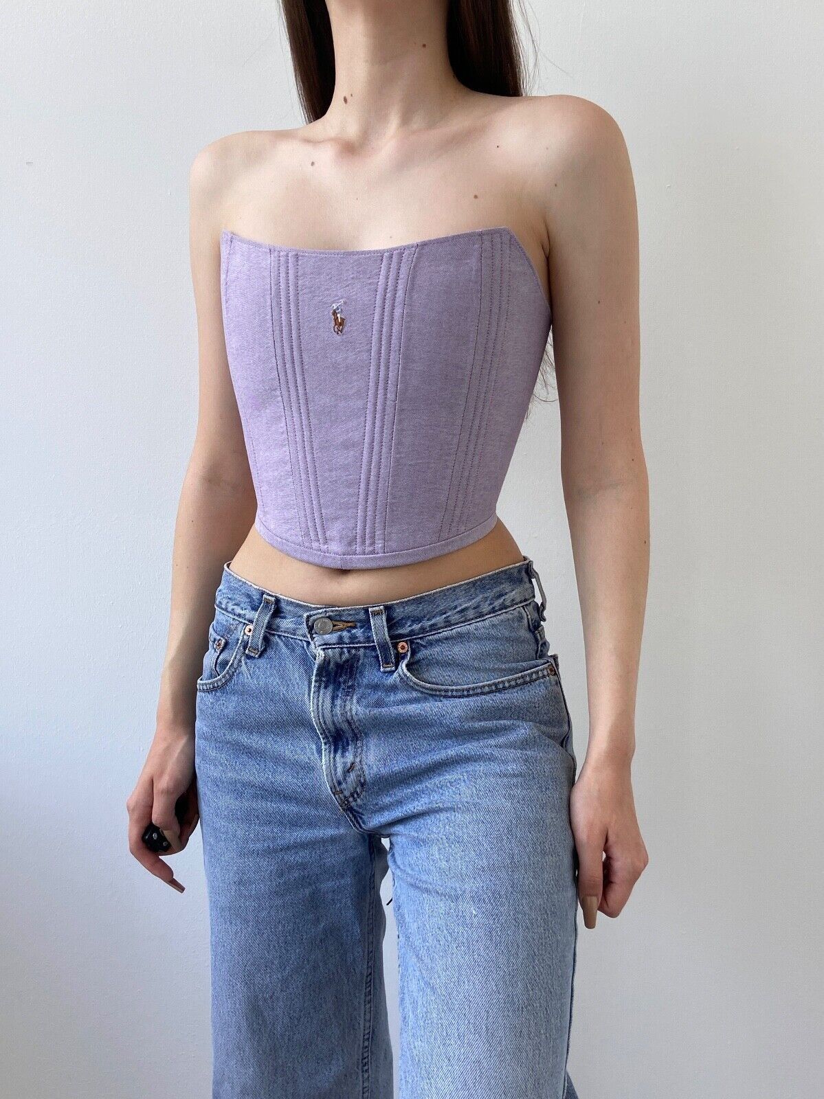 Handmade Handmade Polo Ralph Lauren Purple Women's Crop Top Corset Size S / US 4 / IT 40 - 4 Thumbnail