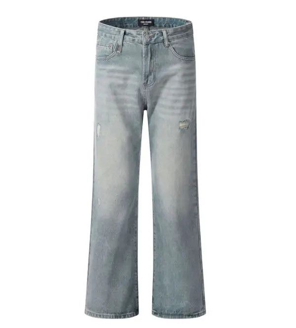 Japanese Brand Rena Vintage washed blue ripped loose wide-leg casual jeans Size US 32 / EU 48 - 5 Thumbnail