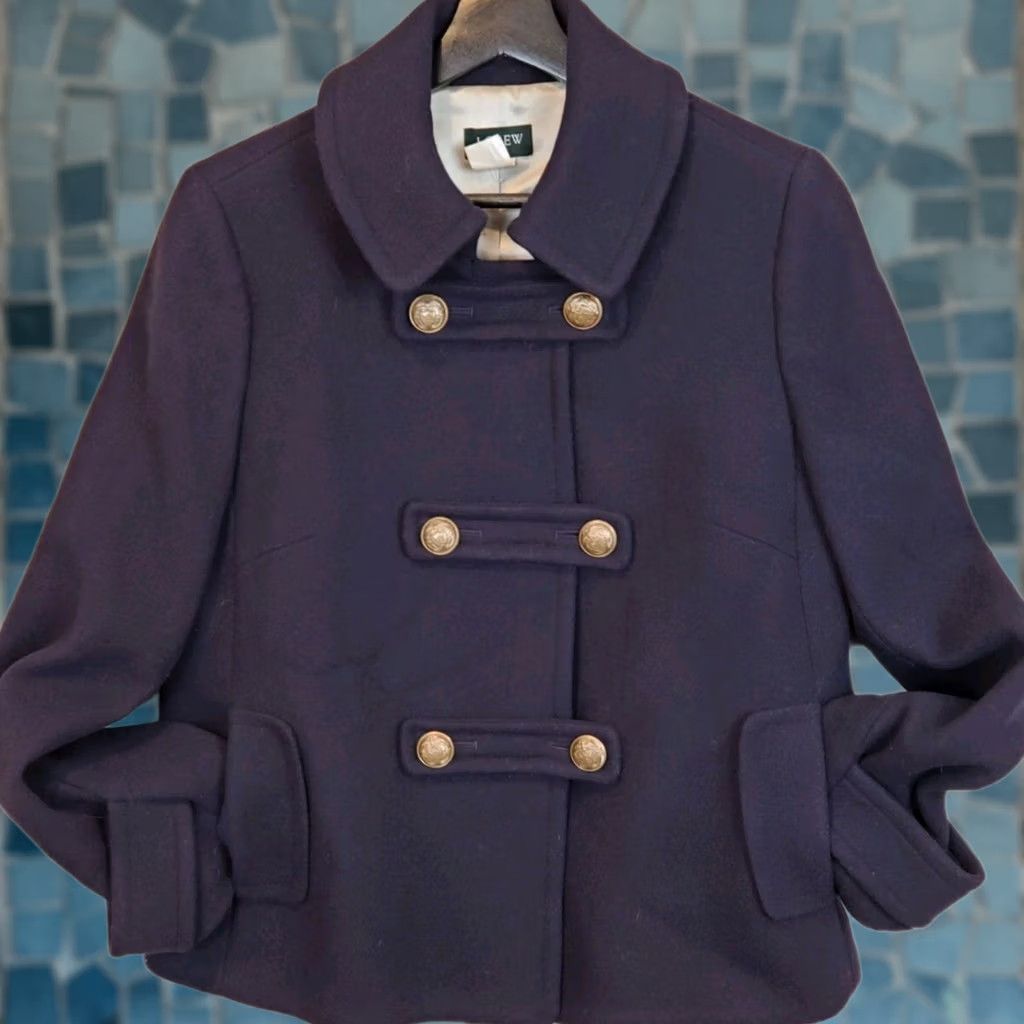 J.Crew VINTAGE J.Crew Stadium Cloth Winnie Jacket Peacoat Navy Wool Women's Size 6 Size M / US 6-8 / IT 42-44 - 1 Thumbnail