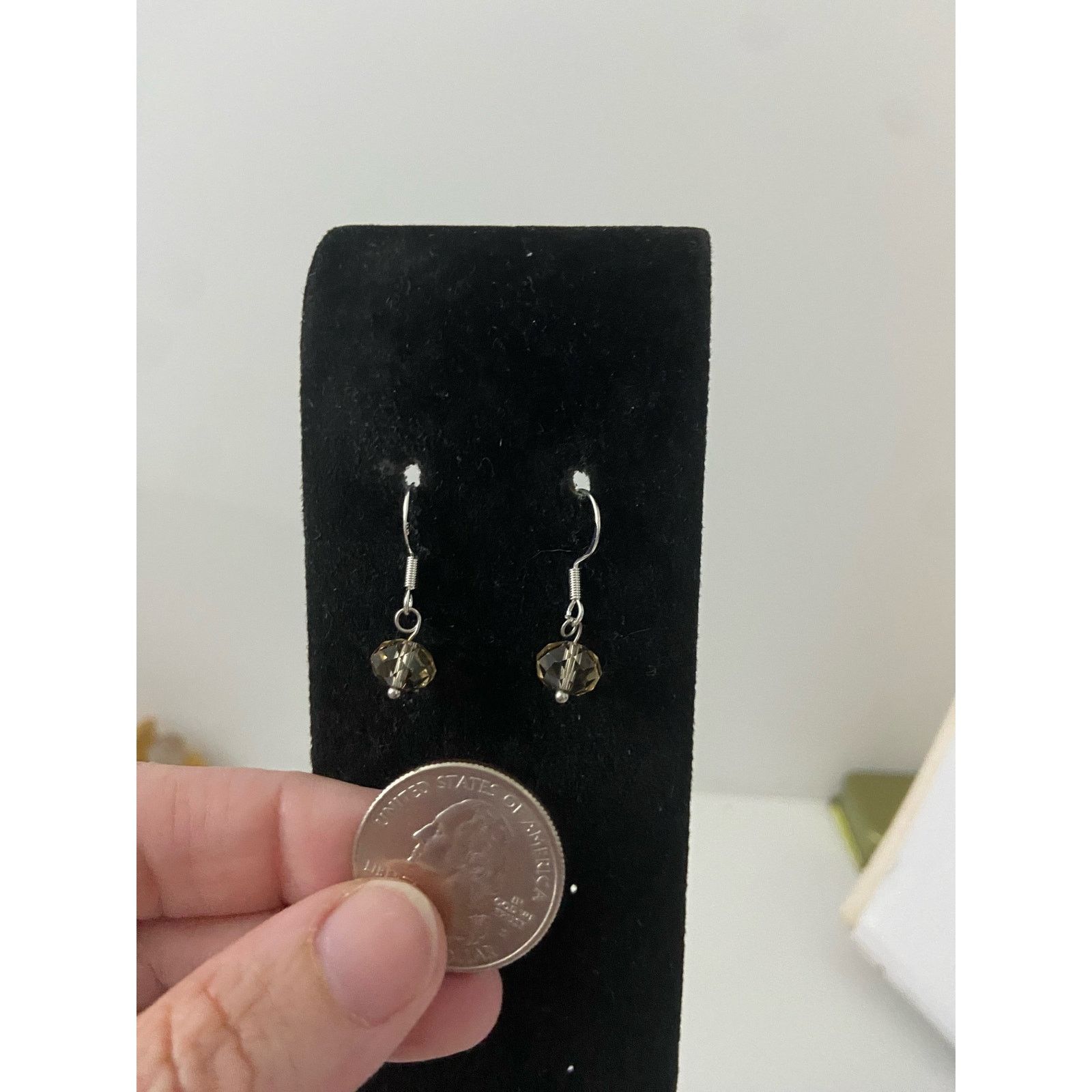 Handmade Upcycled gray glass bead earrings Size ONE SIZE - 2 Thumbnail