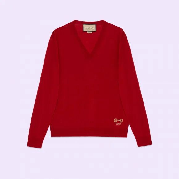 Gucci o1mt1gz0725 Wool Sweater With Embroidery in Red Size US M / EU 48-50 / 2 - 1 Preview