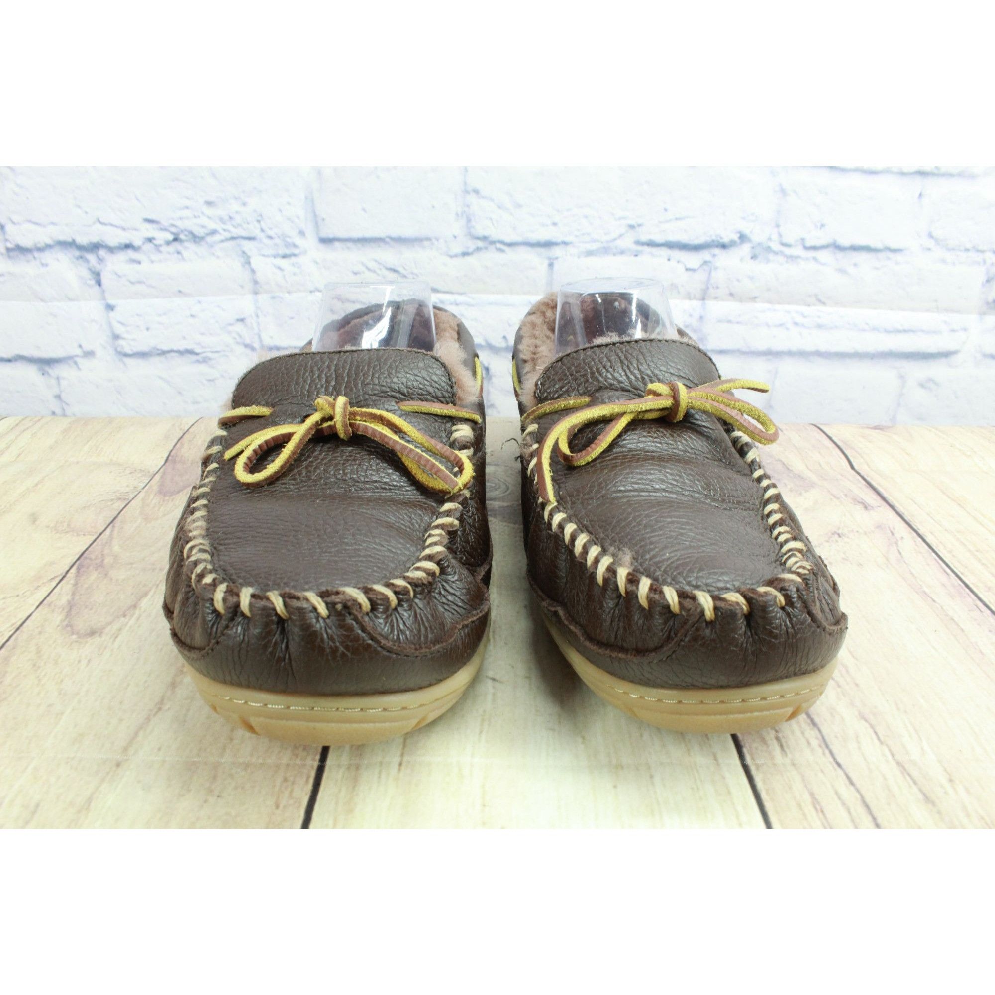 L.L. Bean × Leather LL Bean Moosehide Leather Wicked Good Moccasin Cozy Slippers Size US 11 / EU 44 - 4 Thumbnail