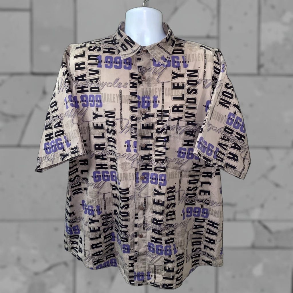 Harley Davidson Harley-Davidson Mens Gray Short Sleeve Button-Up Shirt XL Casual Cotton Size US XL / EU 56 / 4 - 1 Thumbnail