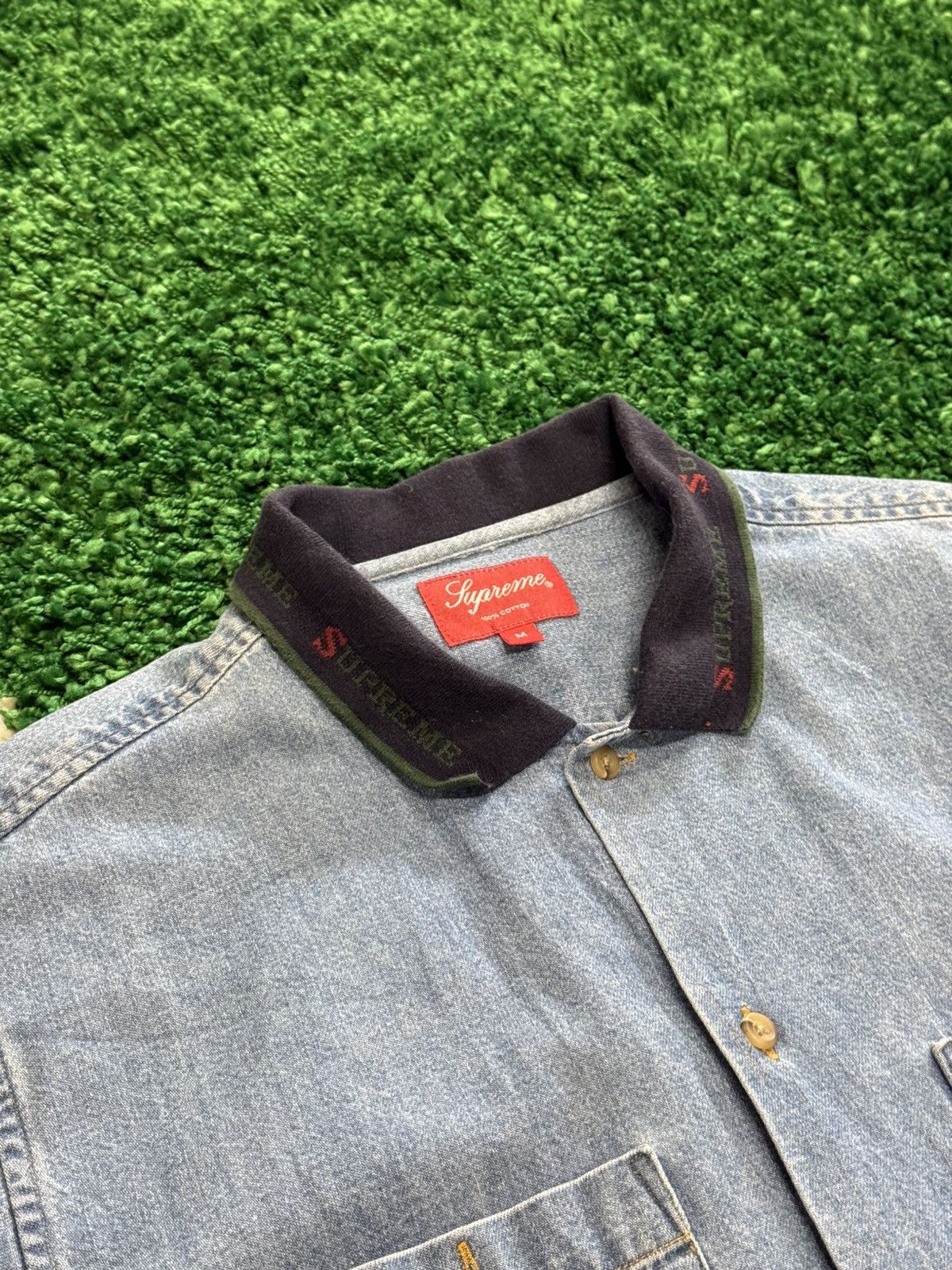 Supreme Supreme Logo Rib Collar Denim Shirt Sz. Medium SS17 Size US M / EU 48-50 / 2 - 4 Thumbnail