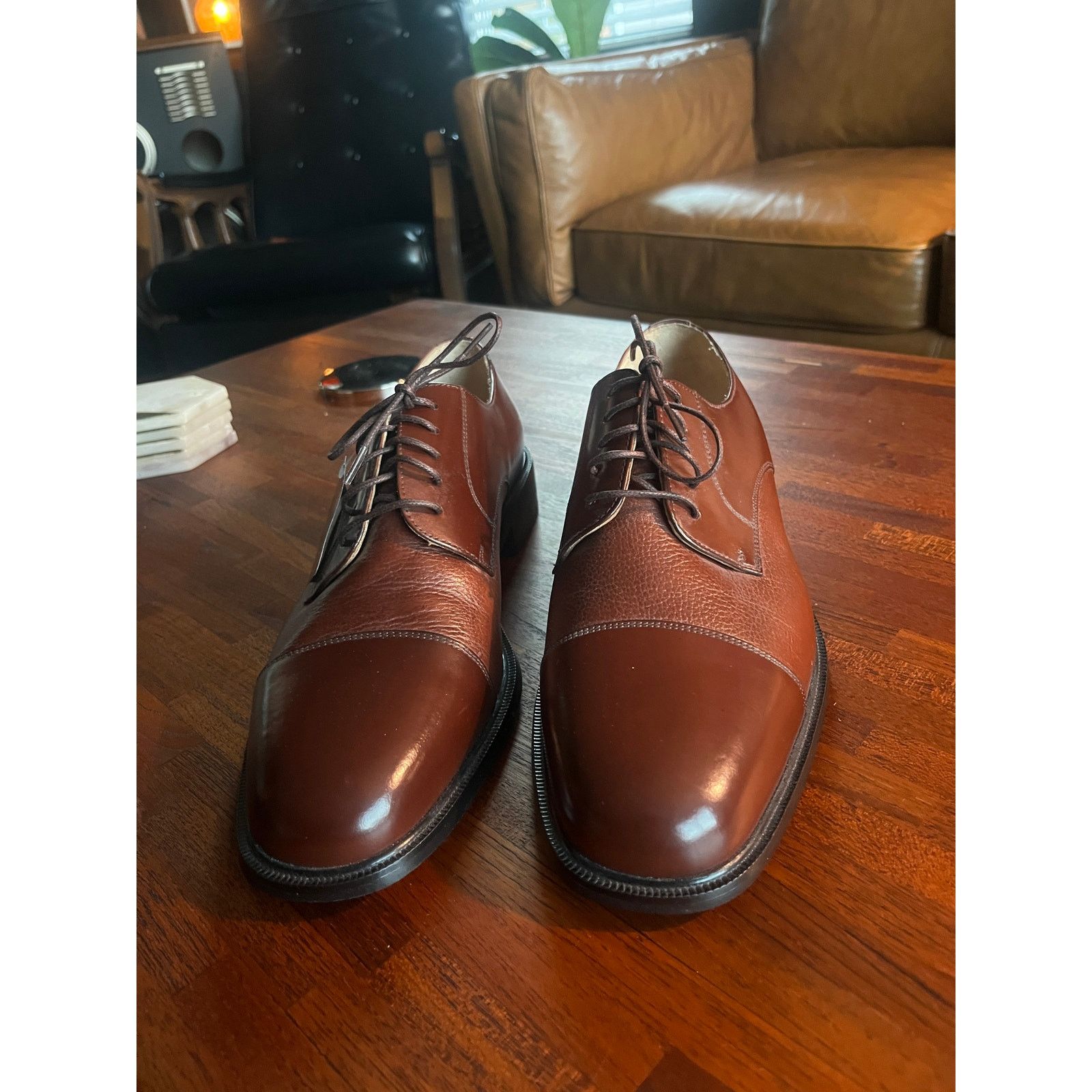 Florsheim Florsheim Pebble Leather Oxfords Dress Shoes Cognac Men's 13 Size US 13 / EU 46 - 2 Thumbnail