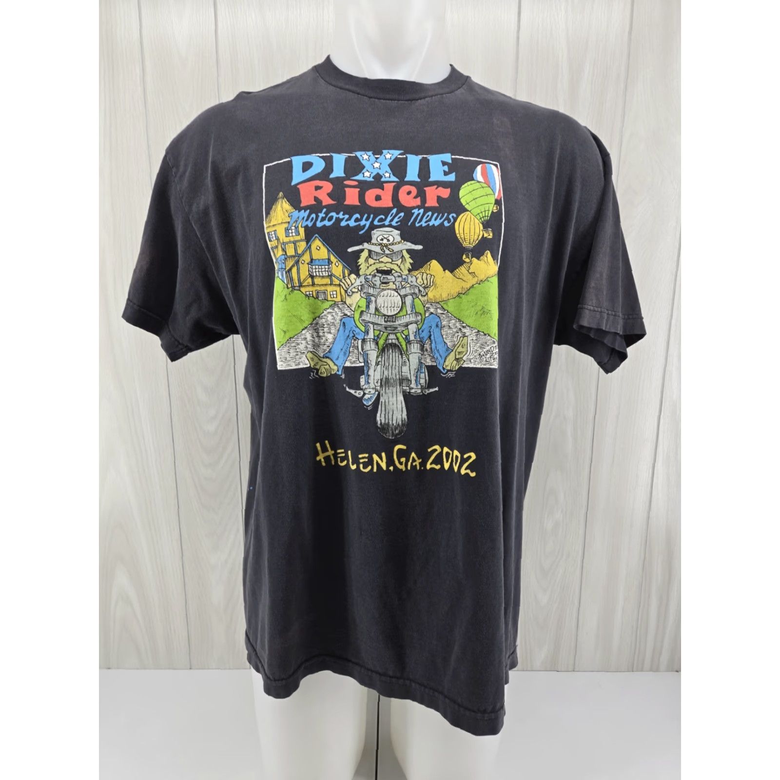 Vintage VINTAGE Heavy Distressed Dixie Rider Motorcycle Helen GA 2002 Men's XL Shirt Size US XL / EU 56 / 4 - 2 Thumbnail