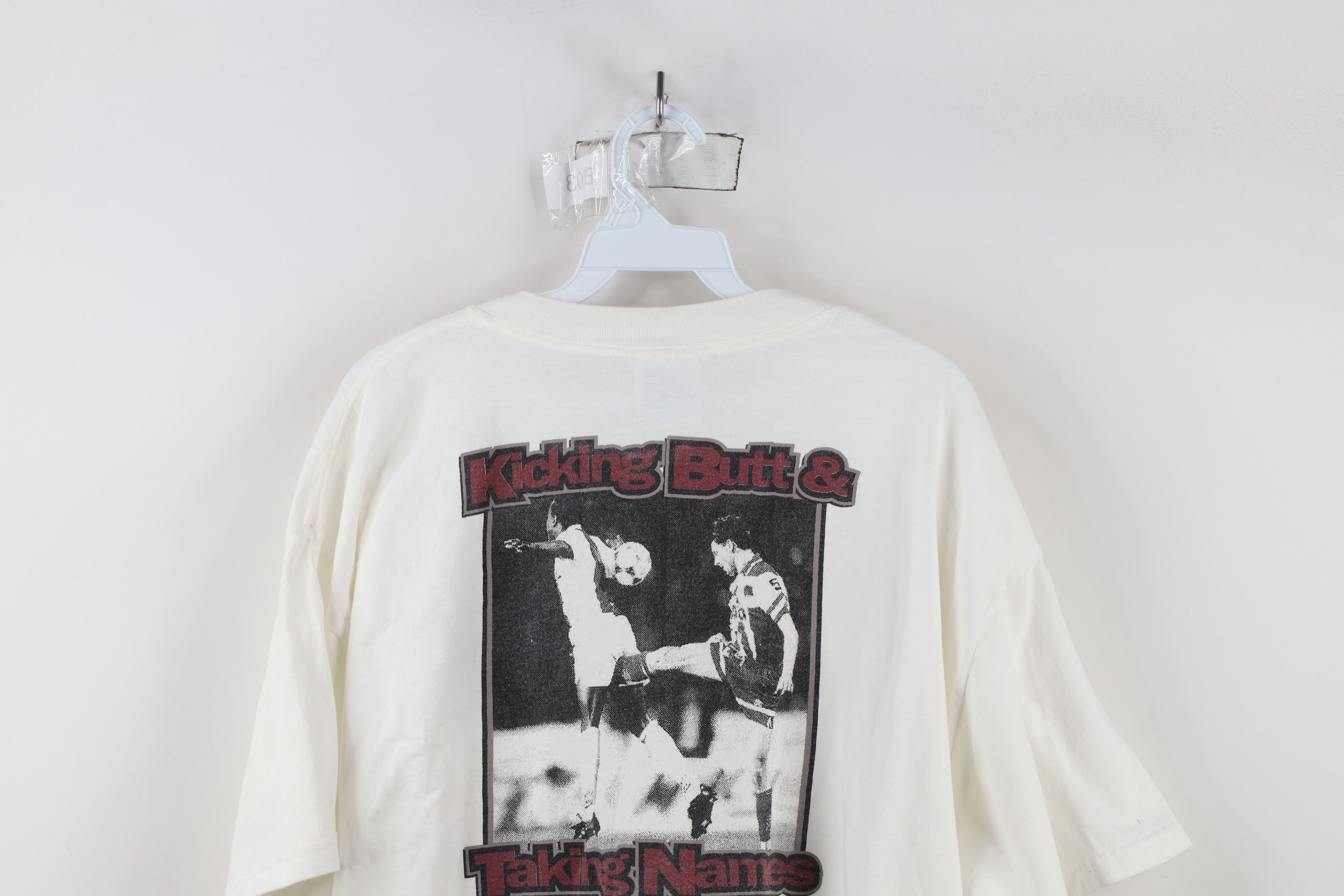 Vintage Vintage 90s and Taking Names Soccer Football T-Shirt White Size US XL / EU 56 / 4 - 13 Thumbnail