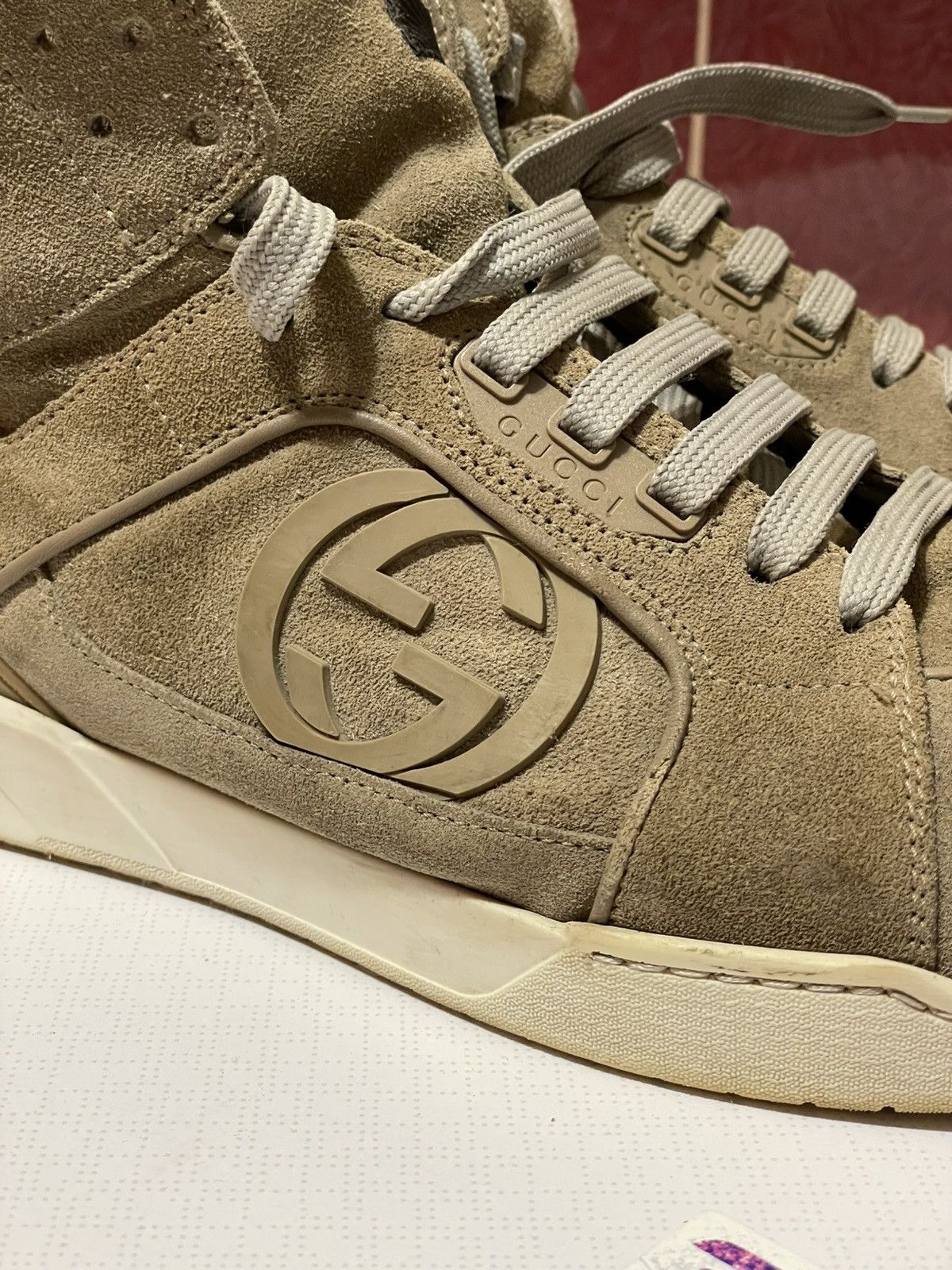 Gucci high-top suede sneakers from the Italian fashion house Gucci Size US 12 / EU 45 - 15 Thumbnail