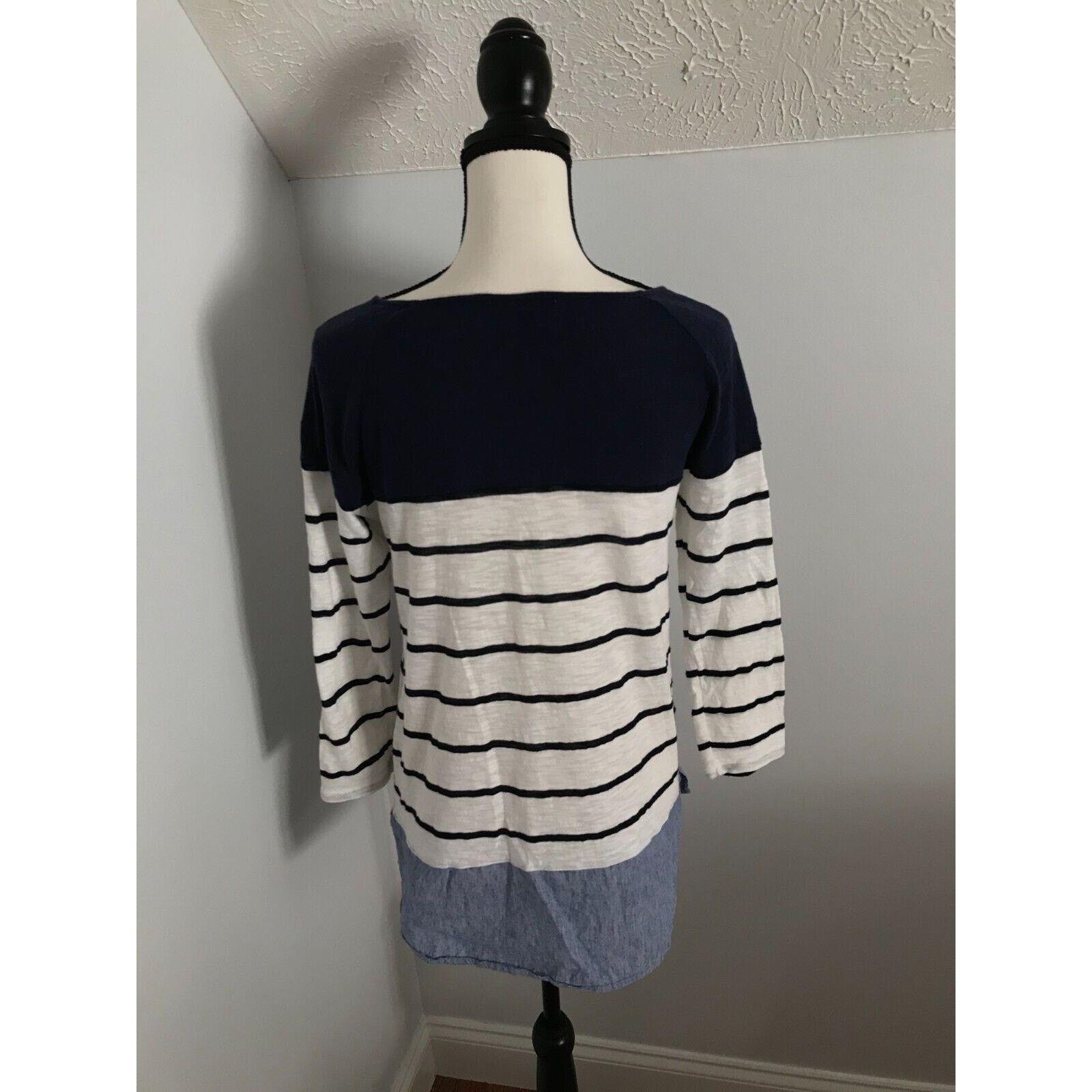 Anthropologie Anthropologie Postmark Women's Navy/White Striped Shirt Size M / US 6-8 / IT 42-44 - 3 Thumbnail