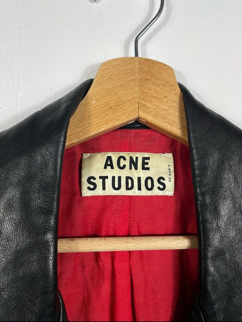 Acne Studios × Designer Acne Studios Black Real Leather Genuine Biker Jacket Belted Size XS / US 0-2 / IT 36-38 - 9 Thumbnail