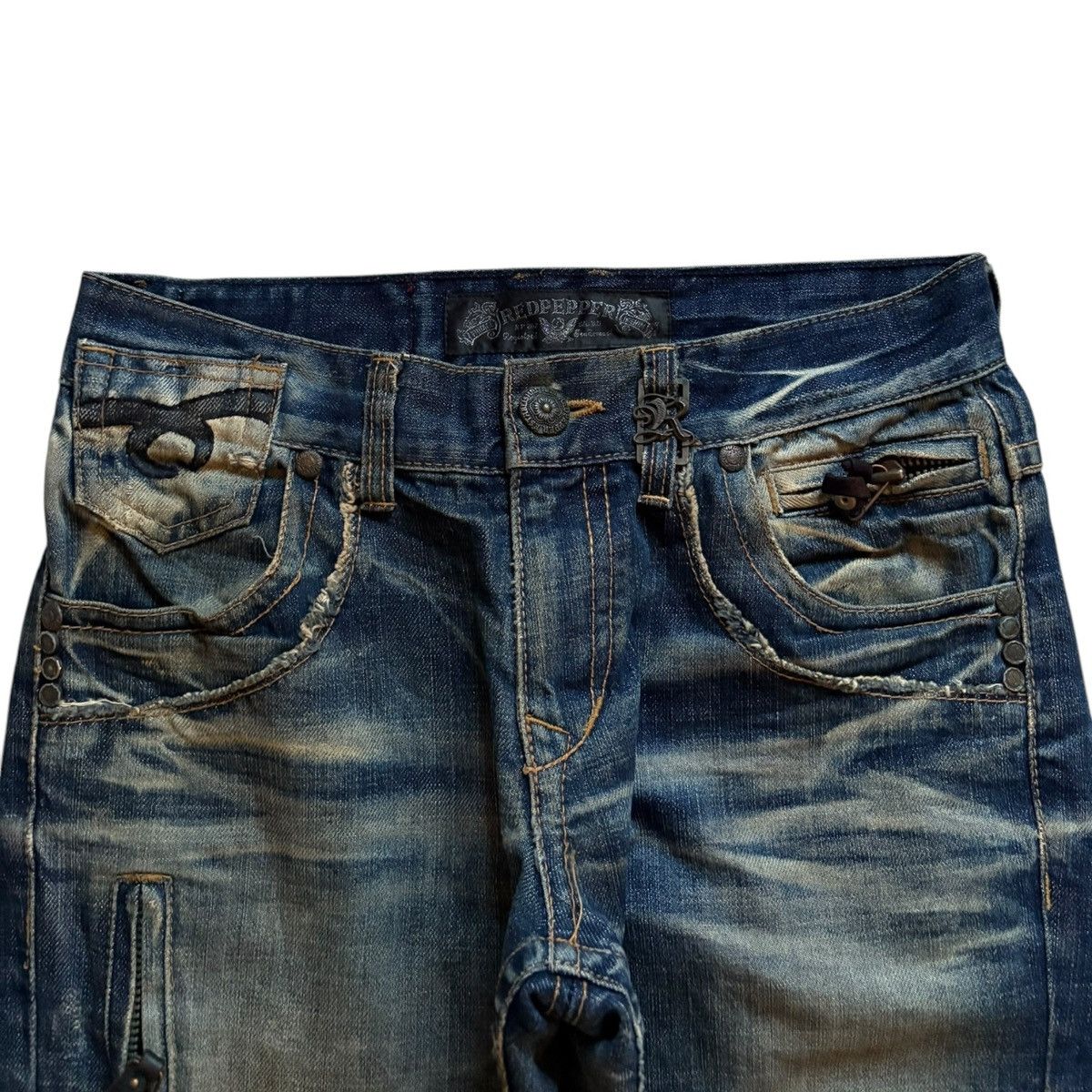 Dsquared2 Vintage Red Pepper Rusty Mud Wash Tactical Rip Jeans Size US 31 - 4 Thumbnail