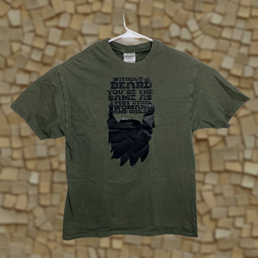 Port & Company Live Bearded T Shirt Green L Mens Funny Beard Humor Port & Company Regular Fit Crew Neck Short Sleeve Graphic Print 2010-2019 Haiti Size US L / EU 52-54 / 3 - 1 Thumbnail