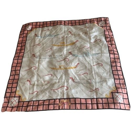 Bvlgari Bvlgari Scarf Silk Windowpane Border Gondola Print White Pin Size ONE SIZE - 1 Thumbnail