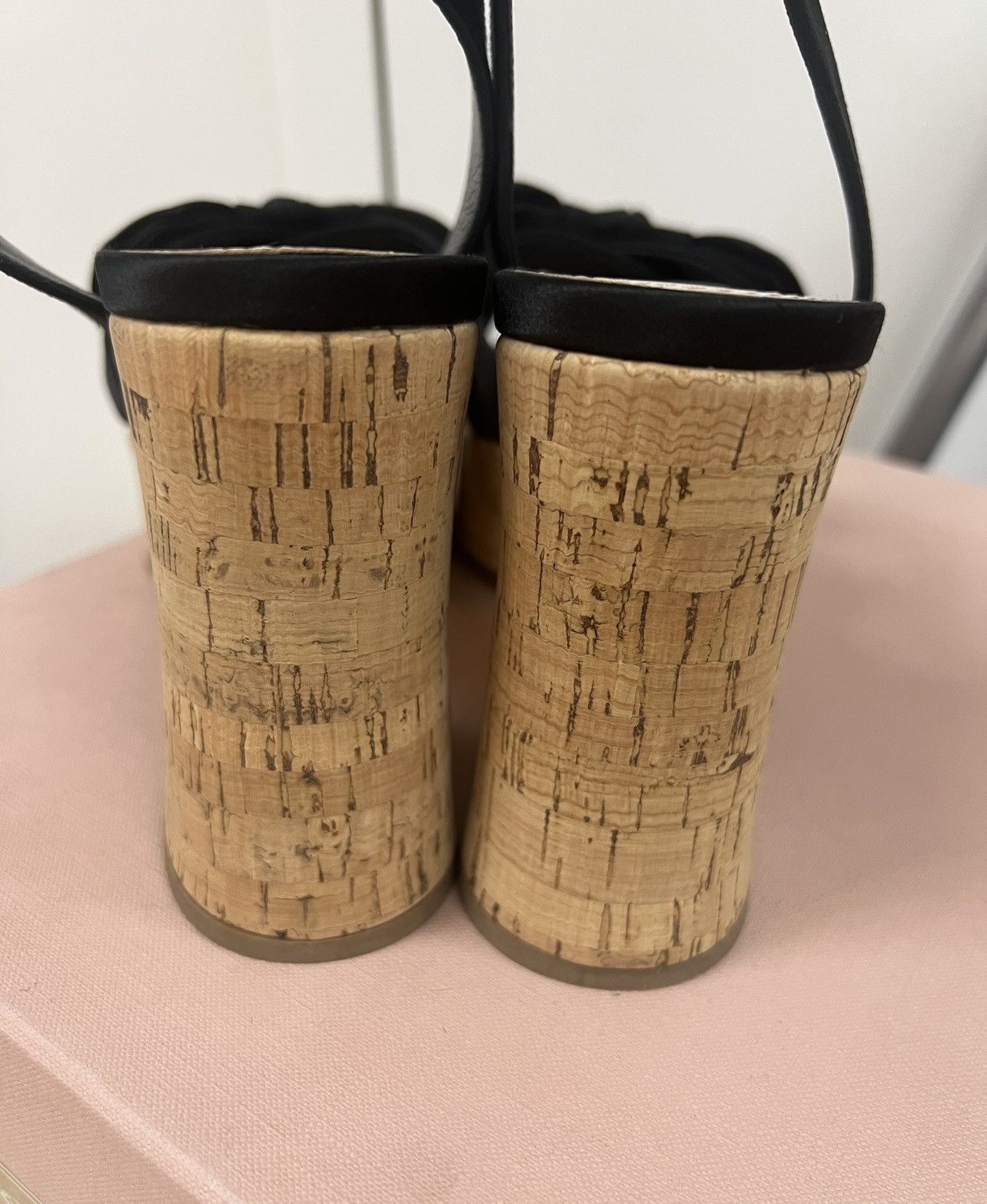 Miu Miu 🔥 Miu Miu Satin bow cork platform sandals shoes Size US 9 / IT 39 - 5 Thumbnail