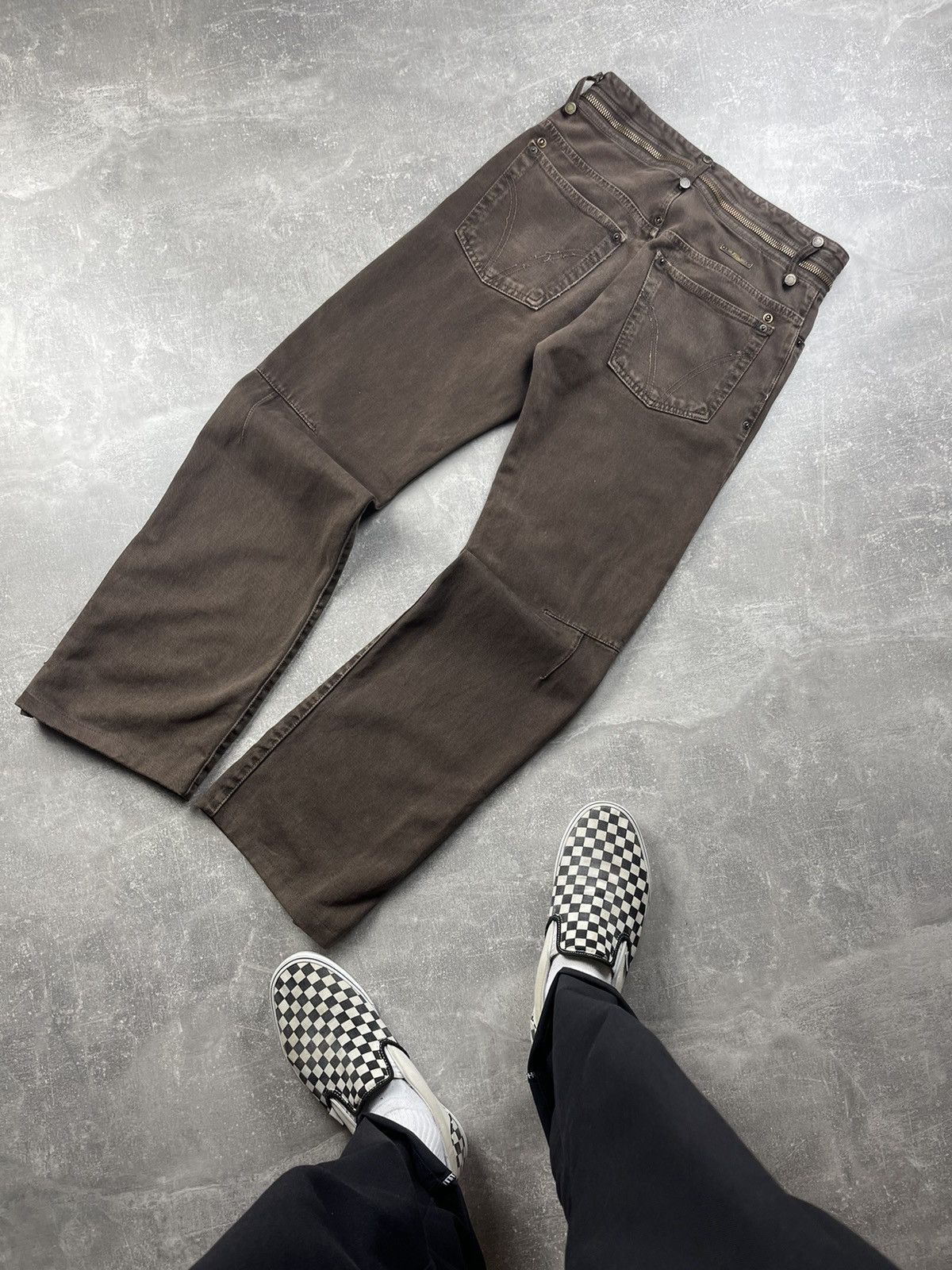Dolce & Gabbana Dolce&Gabbana Archives 00s Brown Zipers Flared Jeans Size US 32 / EU 48 - 1 Thumbnail