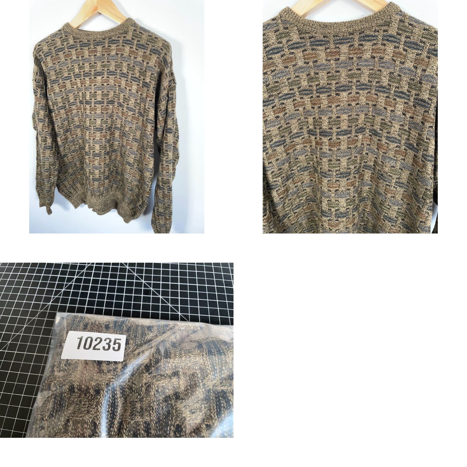 Haggar Haggar Sweater Knit Crewneck Textured Check 90s Dad Style Large Brown Green Size US L / EU 52-54 / 3 - 8 Thumbnail