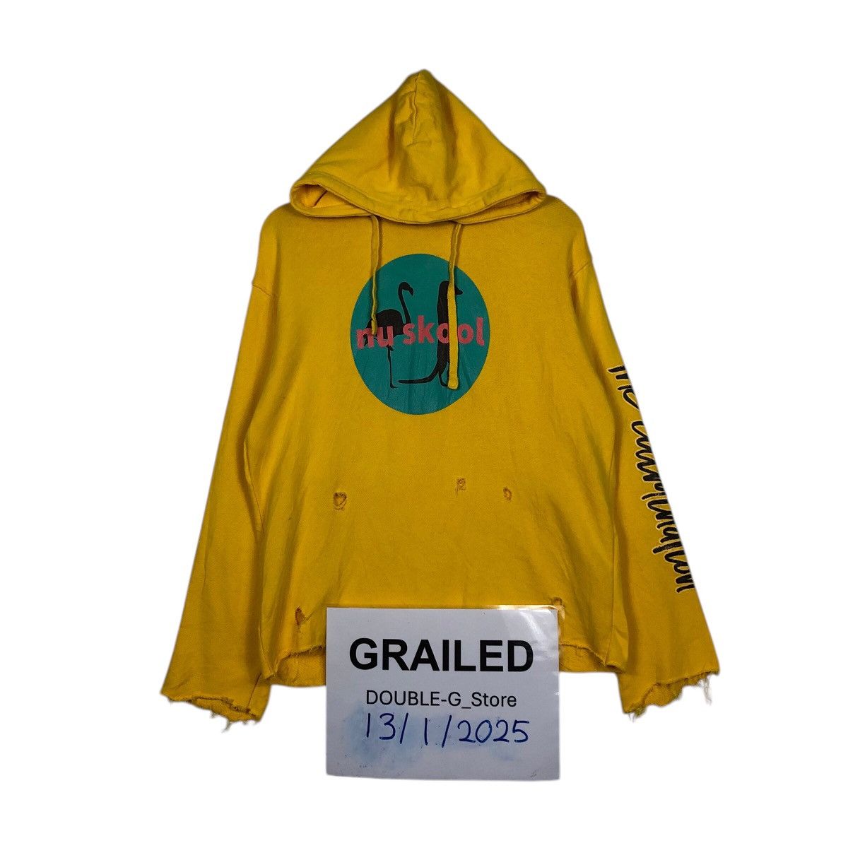 Japanese Brand 📌Distressed Design Rich Yellow Hoodie Sweatshirt Nu Skool Size US L / EU 52-54 / 3 - 1 Thumbnail