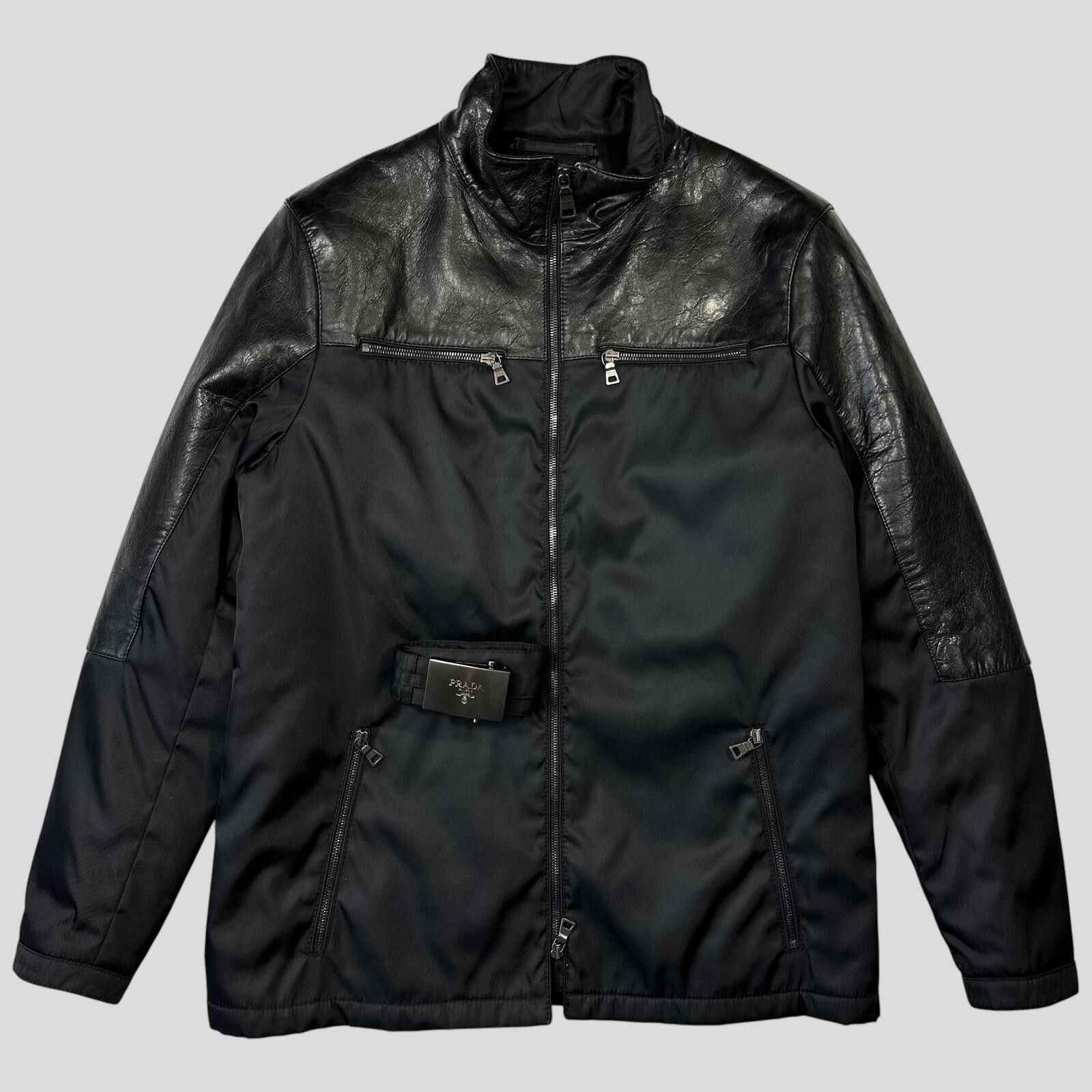 Prada Prada Milano 2011 Gabardine Nylon Leather Jacket + Belt - M Size US M / EU 48-50 / 2 - 1 Thumbnail