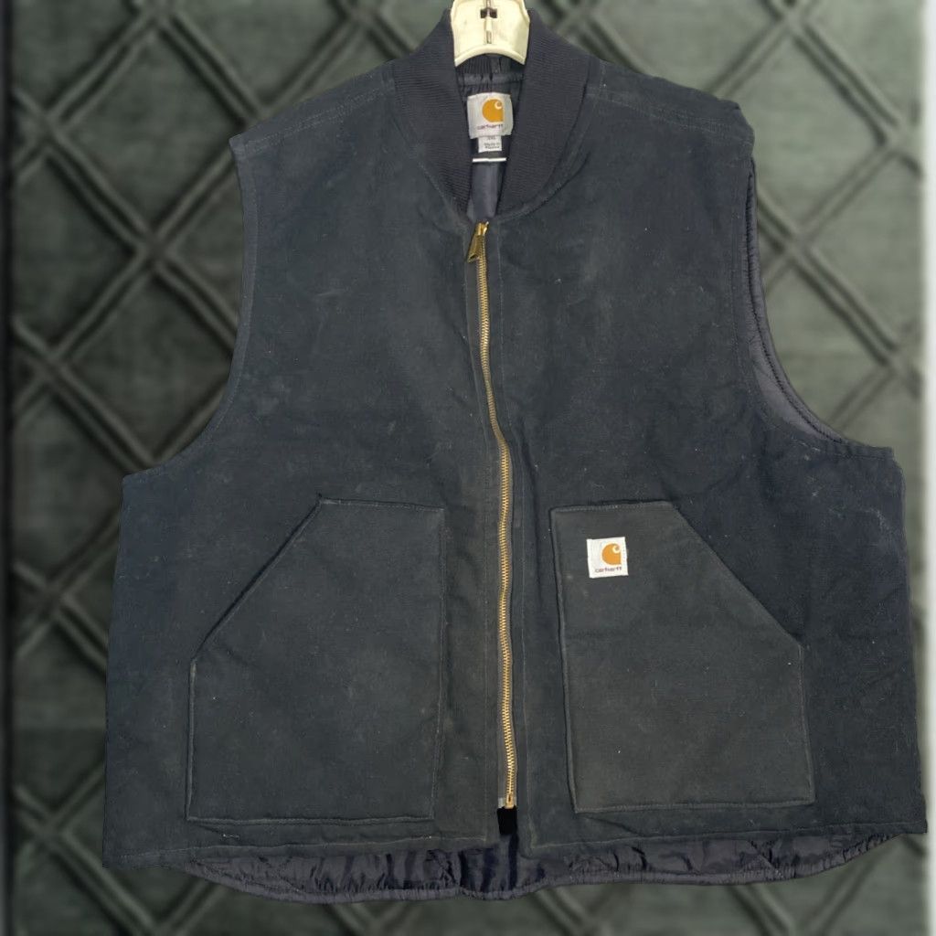 Carhartt VINTAGE Carhartt Vest 2XL Black Canvas Quilted Lined Zip Genders Mens Cap Size US XXL / EU 58 / 5 - 1 Thumbnail