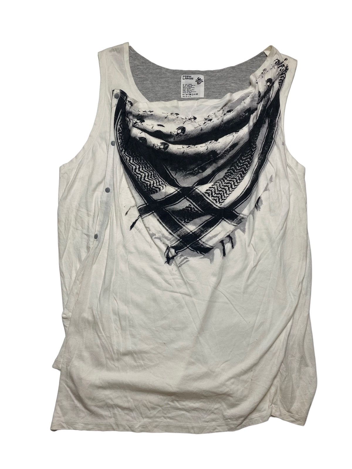 image of If Six Was Nine x Le Grande Bleu L G B 2000S Ppfm - Keffiyeh Mujahideen Tank Top in White (Size Med