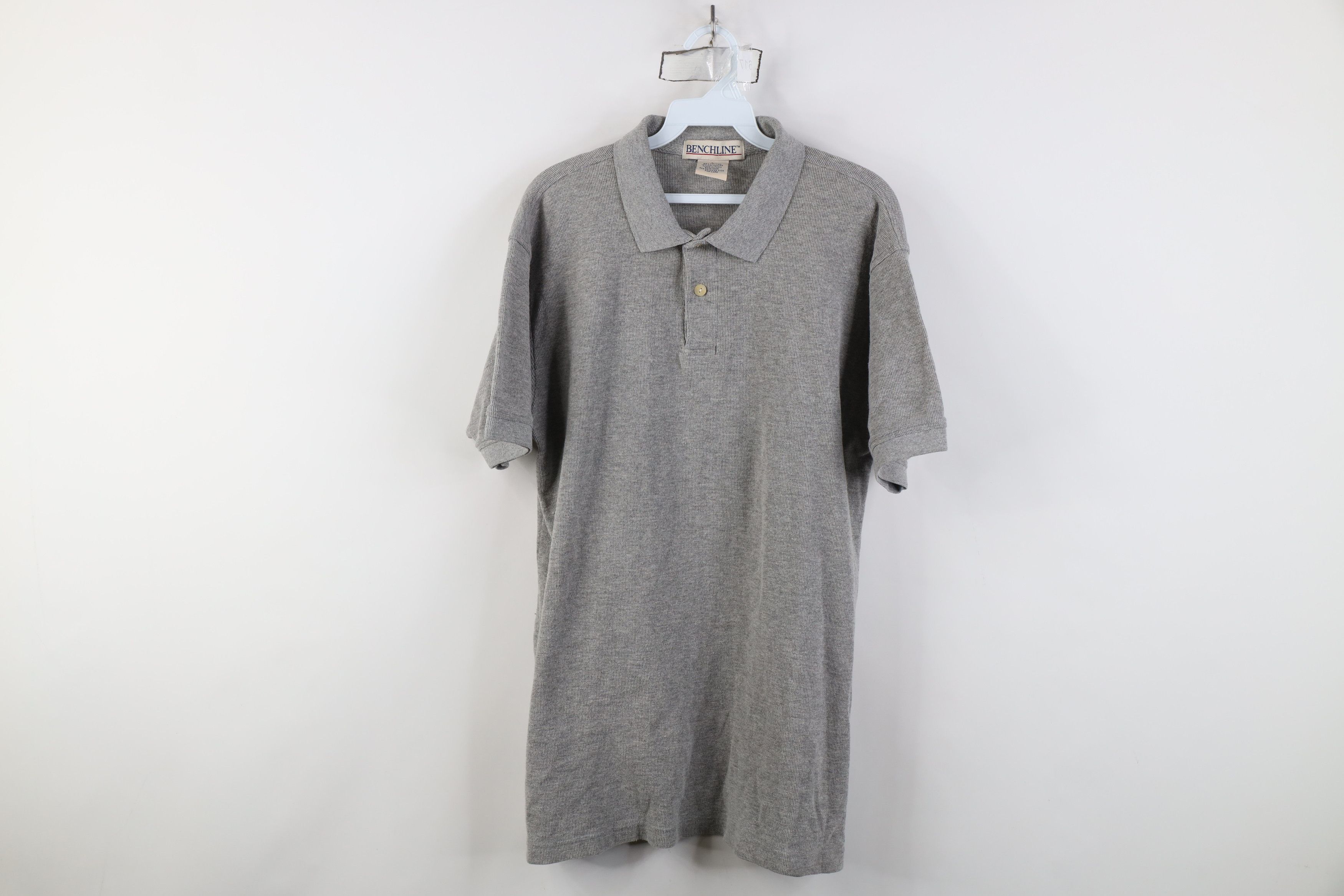 Vintage Vintage 90s Streetwear Waffle Knit Golf Polo Shirt Gray Size US L / EU 52-54 / 3 - 1 Thumbnail