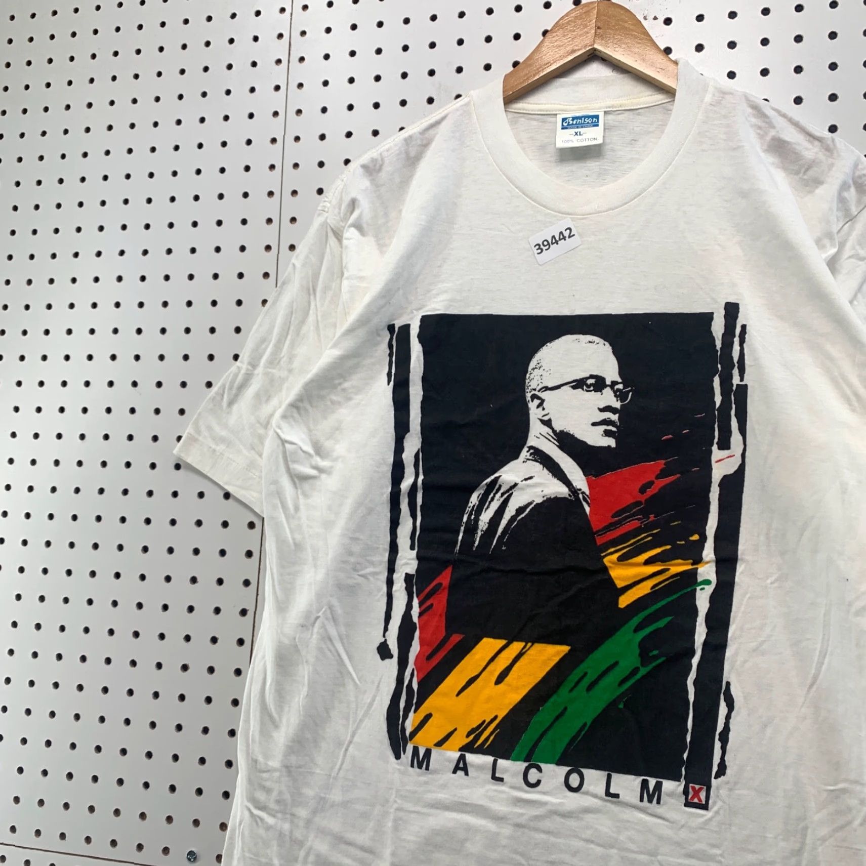 Vintage VINTAGE Malcolm X Shirt Mens XL White Cotton 1990s Graphic Print T-Shirt 90s Short Sleeve Mens X-Large Size US XL / EU 56 / 4 - 5 Thumbnail