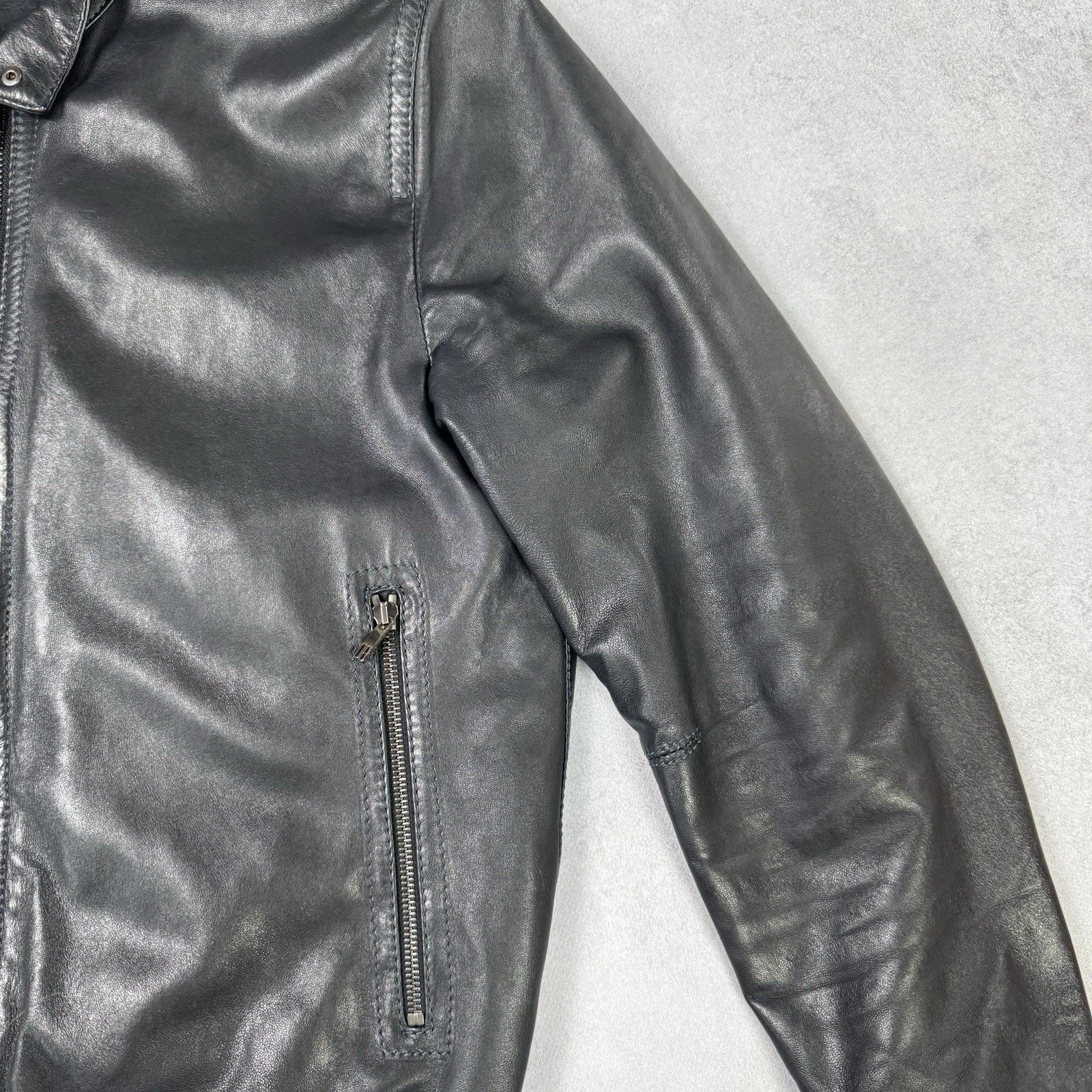 Dirk Bikkembergs Dirk Bikkembergs Men Leather Jacket Size 48 Dark Blue Size US M / EU 48-50 / 2 - 7 Thumbnail