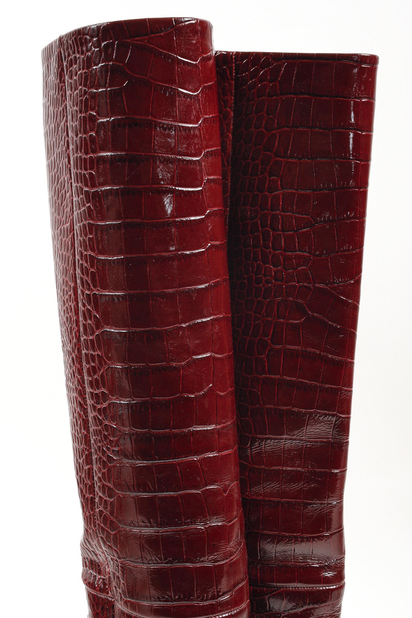 Paris Texas Paris Texas Burgundy Crocodile Embossed Boots Size US 6.5 / IT 36.5 - 8 Thumbnail