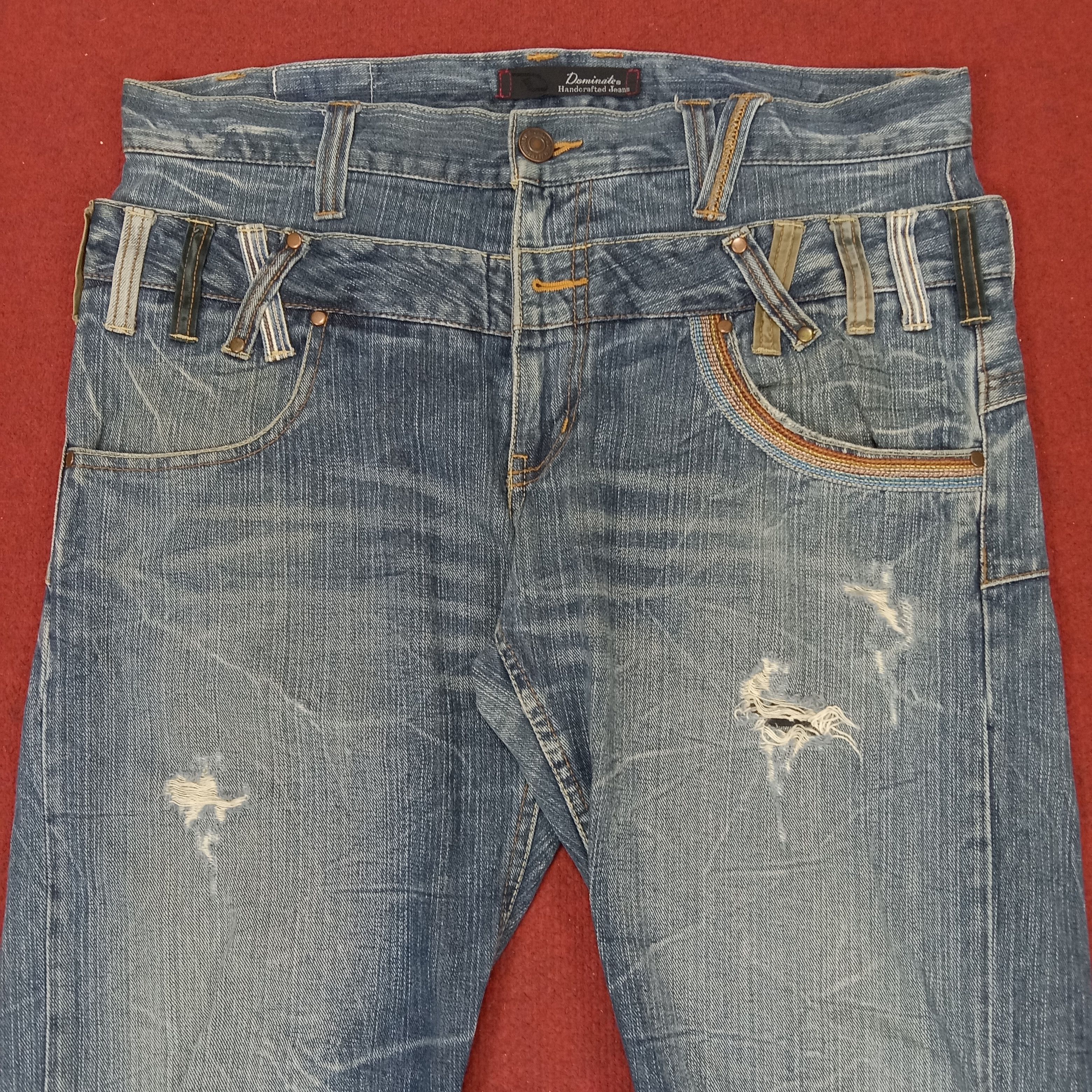 Vintage Dominate Handcrafted Jeans Double Waist Style Jeans Fashion Size US 34 / EU 50 - 5 Thumbnail