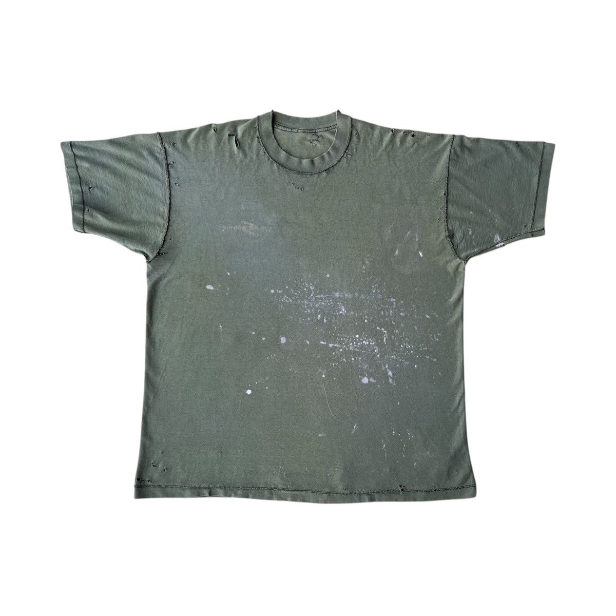Vintage Vintage Faded Thrashed Olive Green Inside Out T-Shirt Size US XXL / EU 58 / 5 - 1 Thumbnail