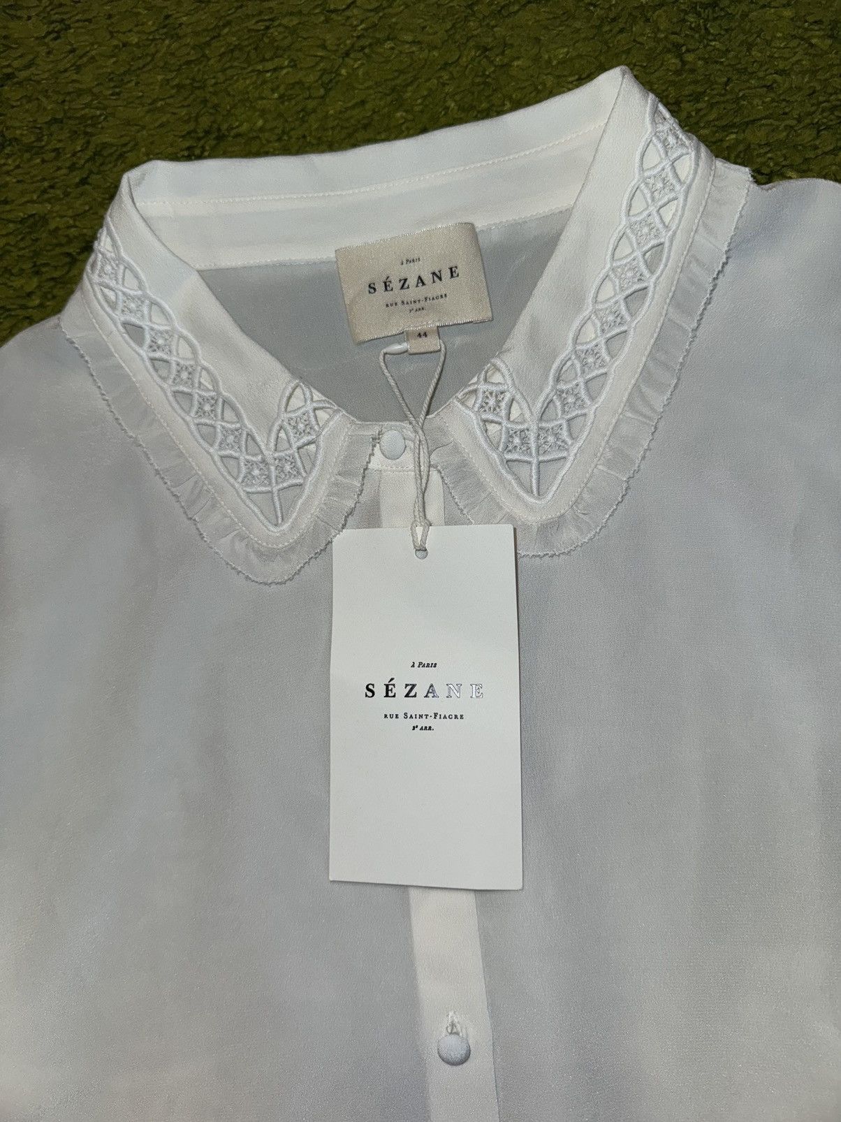 Designer × Sezane Sezane NWT oldmoney style 100% silk blouse shirt Size M / US 6-8 / IT 42-44 - 8 Thumbnail