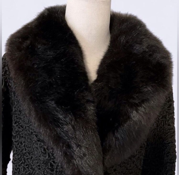 Japanese Brand Persian Lamb Jacket - Mink Fur Collar Vintage Coat Size M / US 6-8 / IT 42-44 - 5 Thumbnail