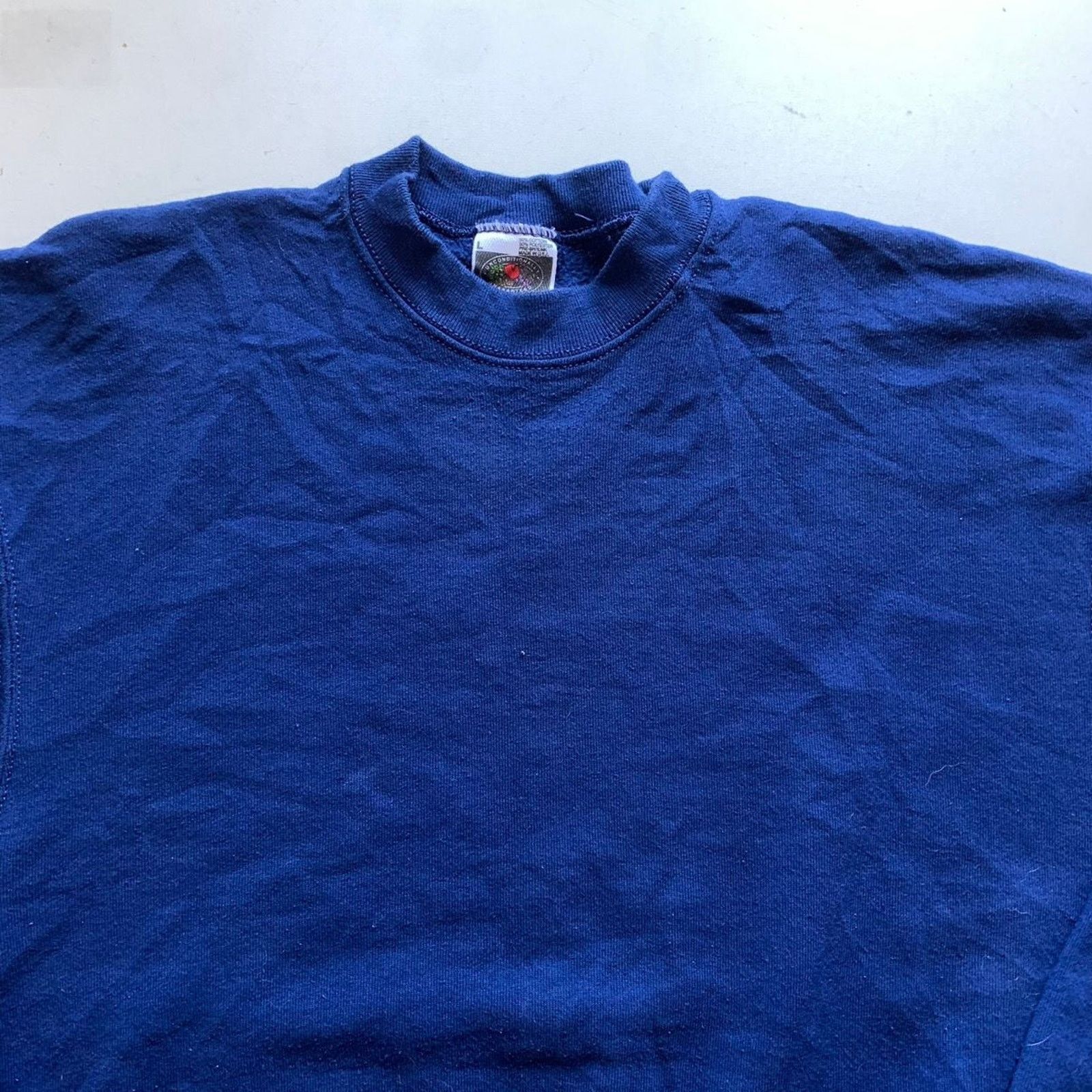 Fruit Of The Loom Vintage 90s Blank Blue Basic Crewneck Large Made In USA Rare Size US L / EU 52-54 / 3 - 2 Thumbnail