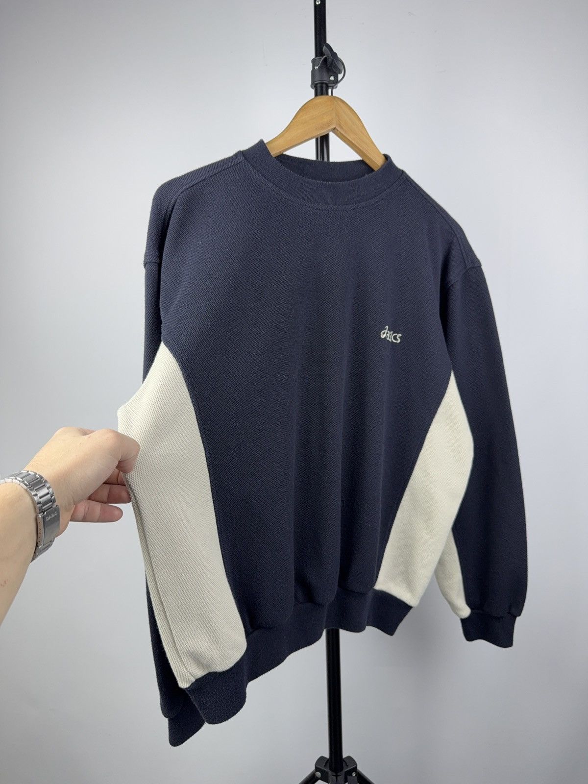 Asics Vintage 90s Retro Asics Retro Crewneck Sweatshirt Navy Size US S / EU 44-46 / 1 - 3 Thumbnail