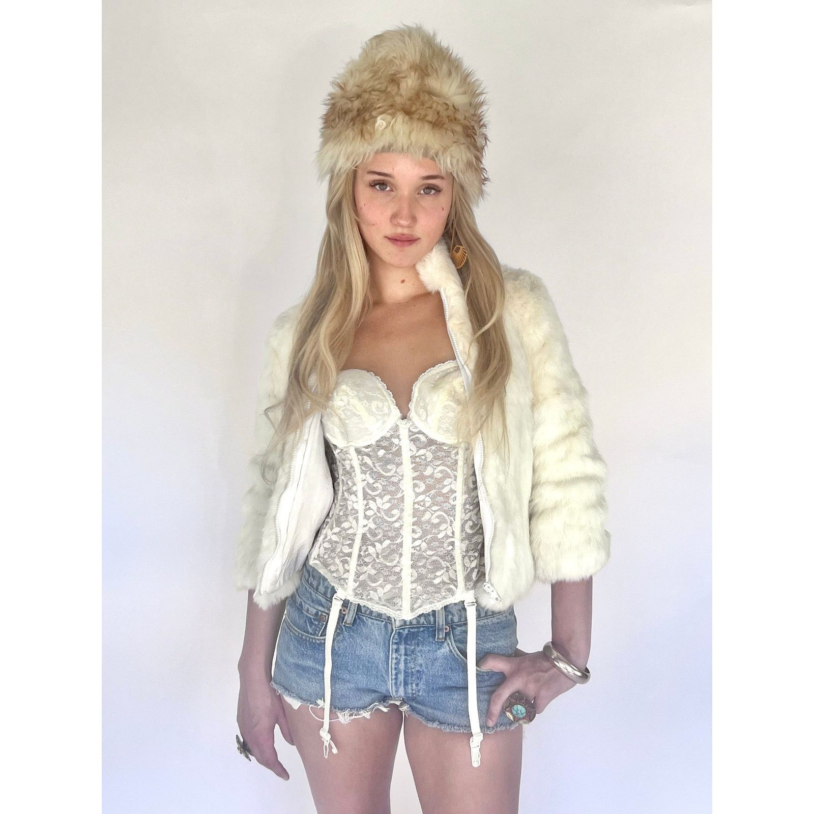 Vintage VTG Ivory Lace Bustier Corset Top Lingerie Glam Party 36B Size M / US 6-8 / IT 42-44 - 1 Thumbnail