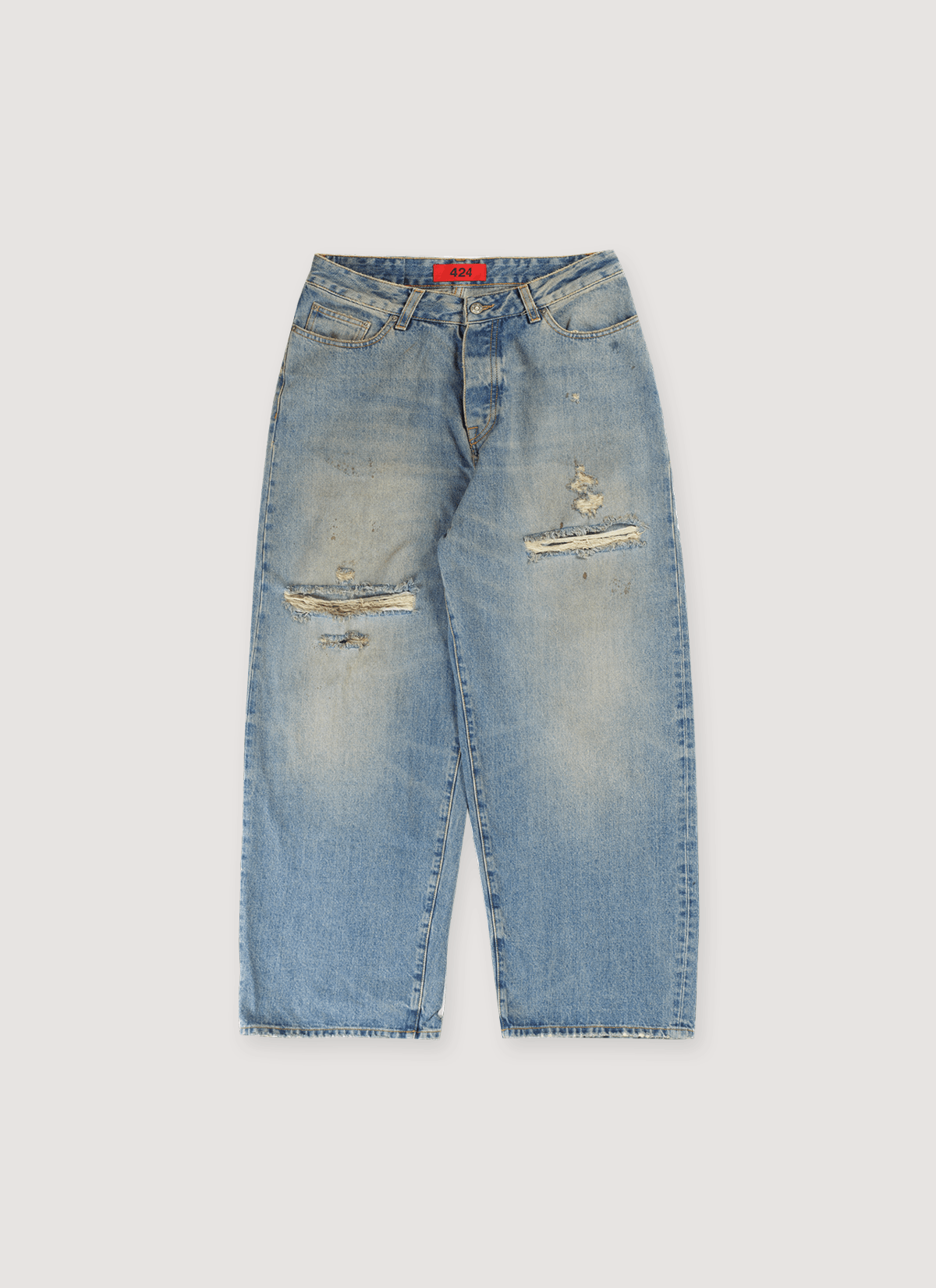 424 on Fairfax Big Daddy Denim Pants Dirtied Indigo Size US 38 / EU 54 - 1 Thumbnail