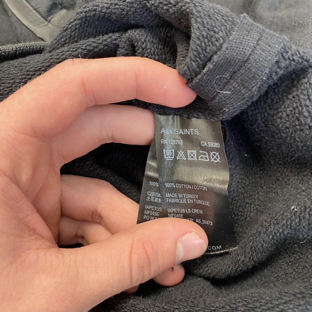 Allsaints Designer All Saints small basic logo faded black sweatshirt Size US M / EU 48-50 / 2 - 14 Thumbnail