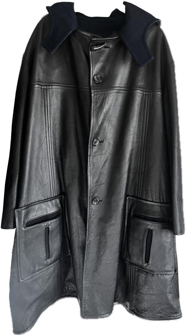 Yohji Yamamoto Yohji Yamamoto POUR HOMME leather hood coat Size US L / EU 52-54 / 3 - 8 Thumbnail