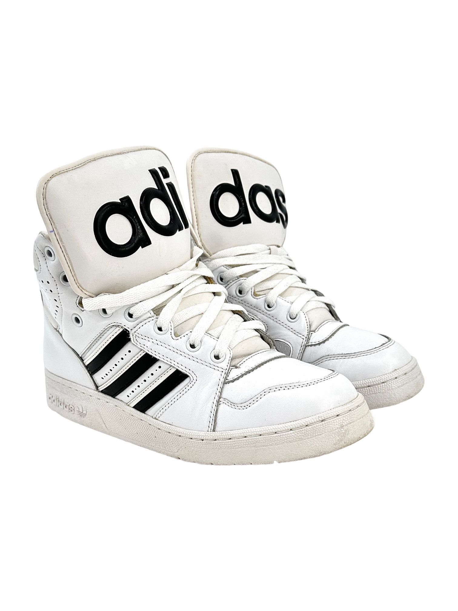 Adidas Jeremy Scott Instinct Hi 2012 Oversized Tongue Hi Top Sneakers White Grailed