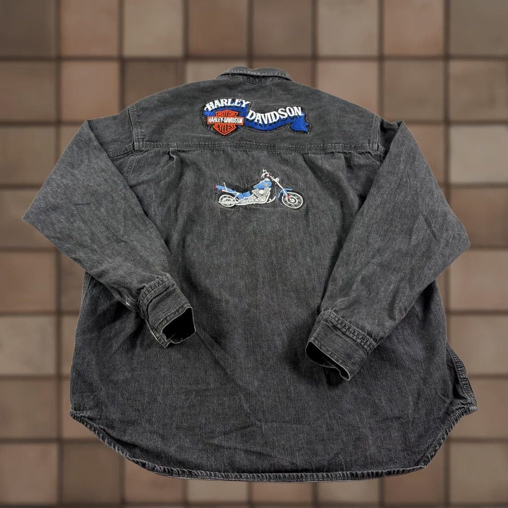 Levi's VINTAGE Levi's Shirt Men M Black Button Up Shacket Jean Harley Davidson Y2K Biker Motorcycle Size US M / EU 48-50 / 2 - 1 Thumbnail