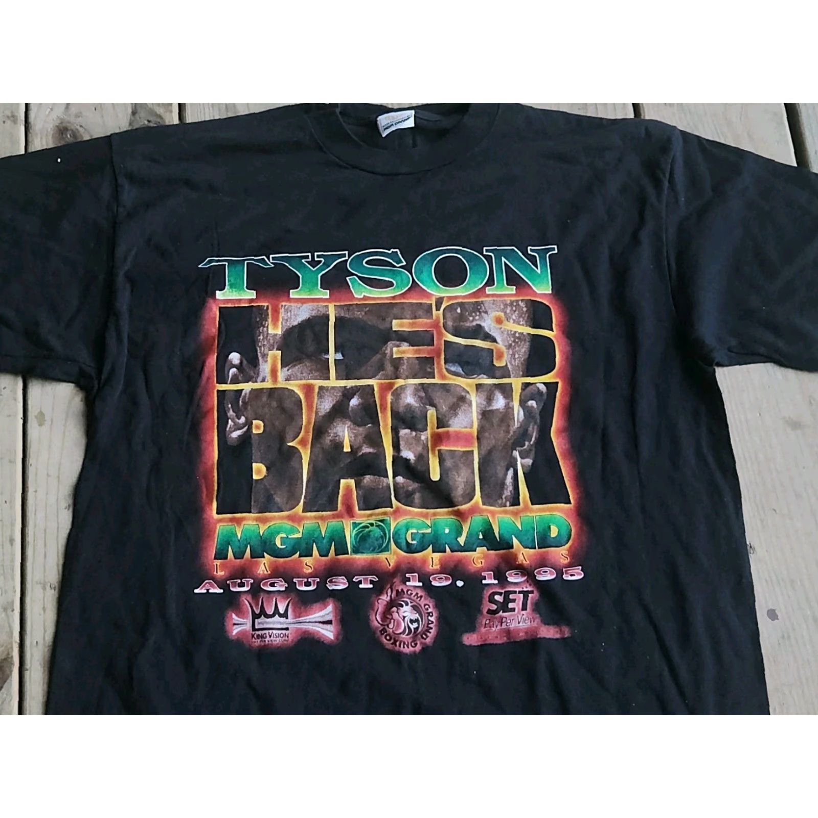 Vintage VINTAGE Mike Tyson Boxing Tee MGM Grand Las Vegas 1995 He’s Back XL Black Mens T-Shirt Short Sleeve Size US XL / EU 56 / 4 - 2 Thumbnail