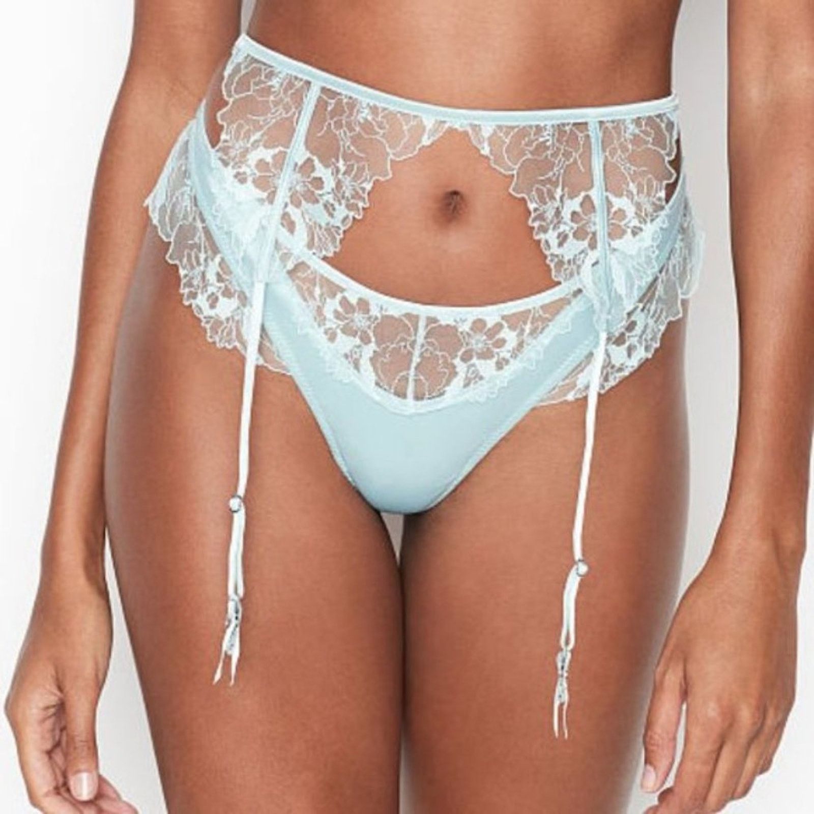 Victoria's Secret Victoria's Secret Blue Embroidered Garter Belt Size ONE SIZE - 1 Thumbnail